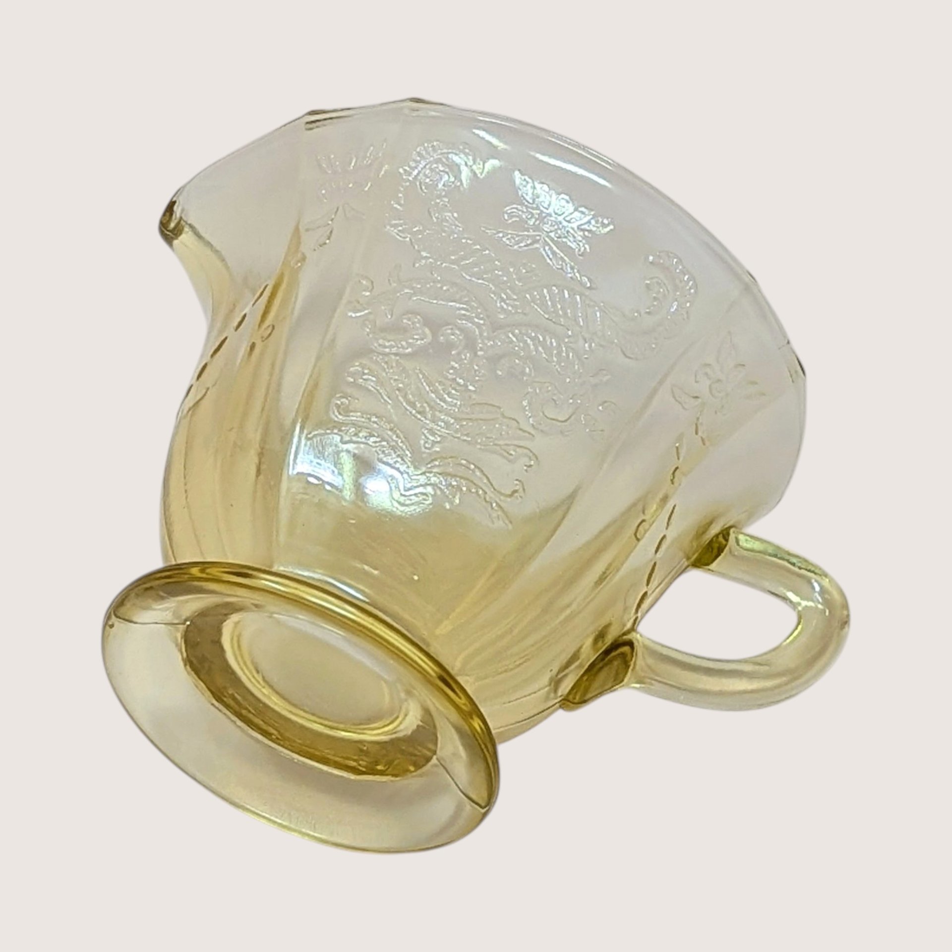1930s Federal Glass Madrid Pattern Sugar Bowl and Creamer Set
