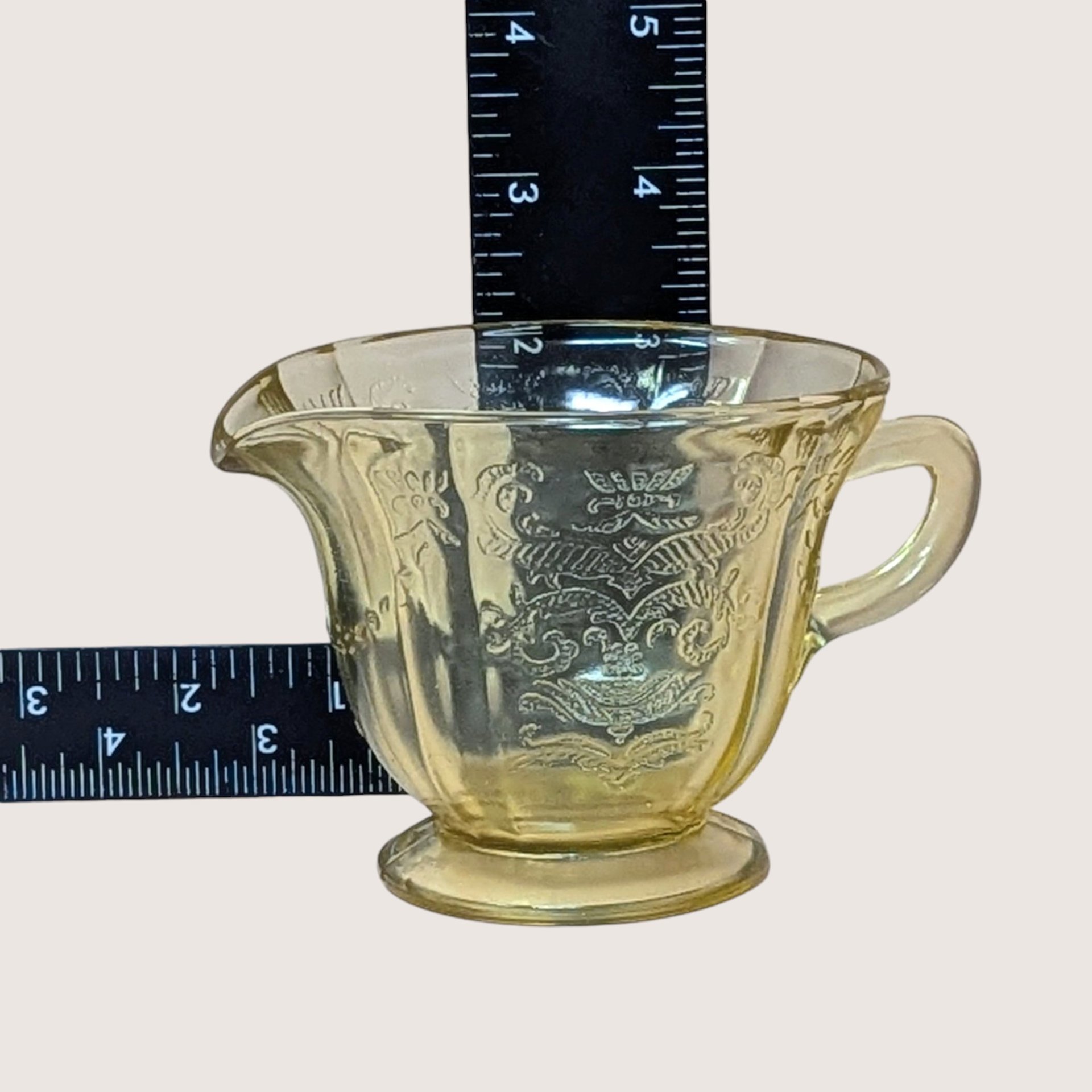 1930s Federal Glass Madrid Pattern Sugar Bowl and Creamer Set