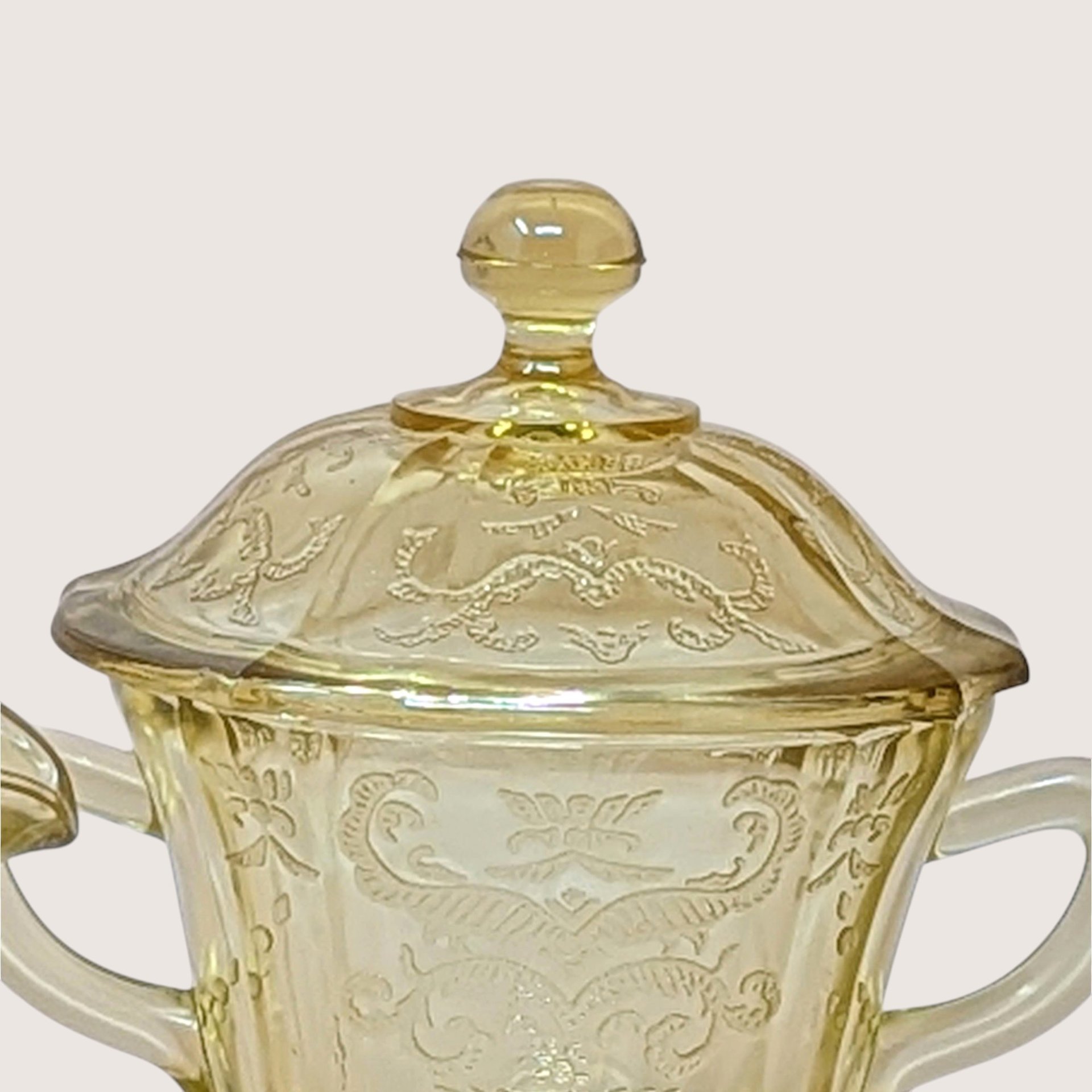 1930s Federal Glass Madrid Pattern Sugar Bowl and Creamer Set