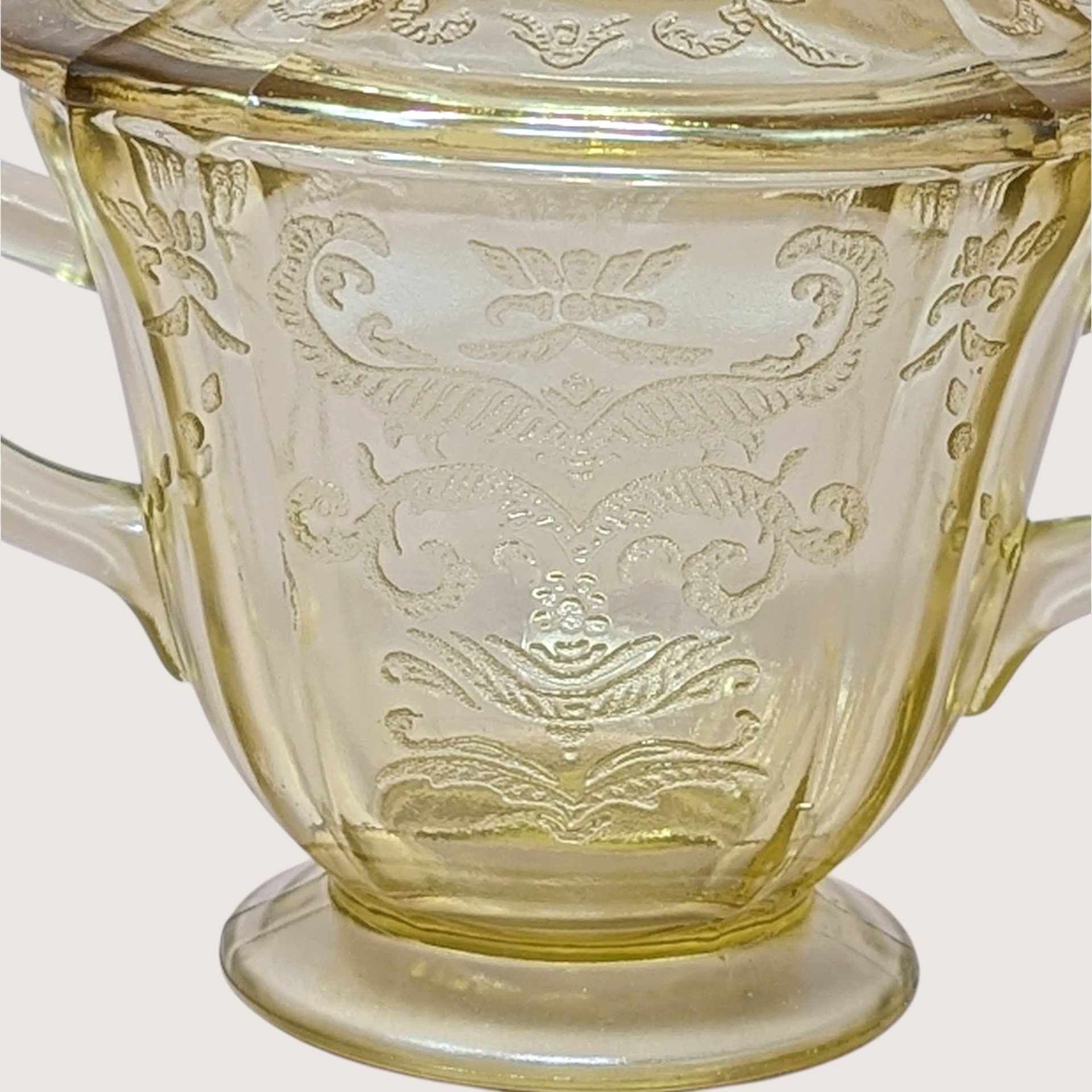 1930s Federal Glass Madrid Pattern Sugar Bowl and Creamer Set