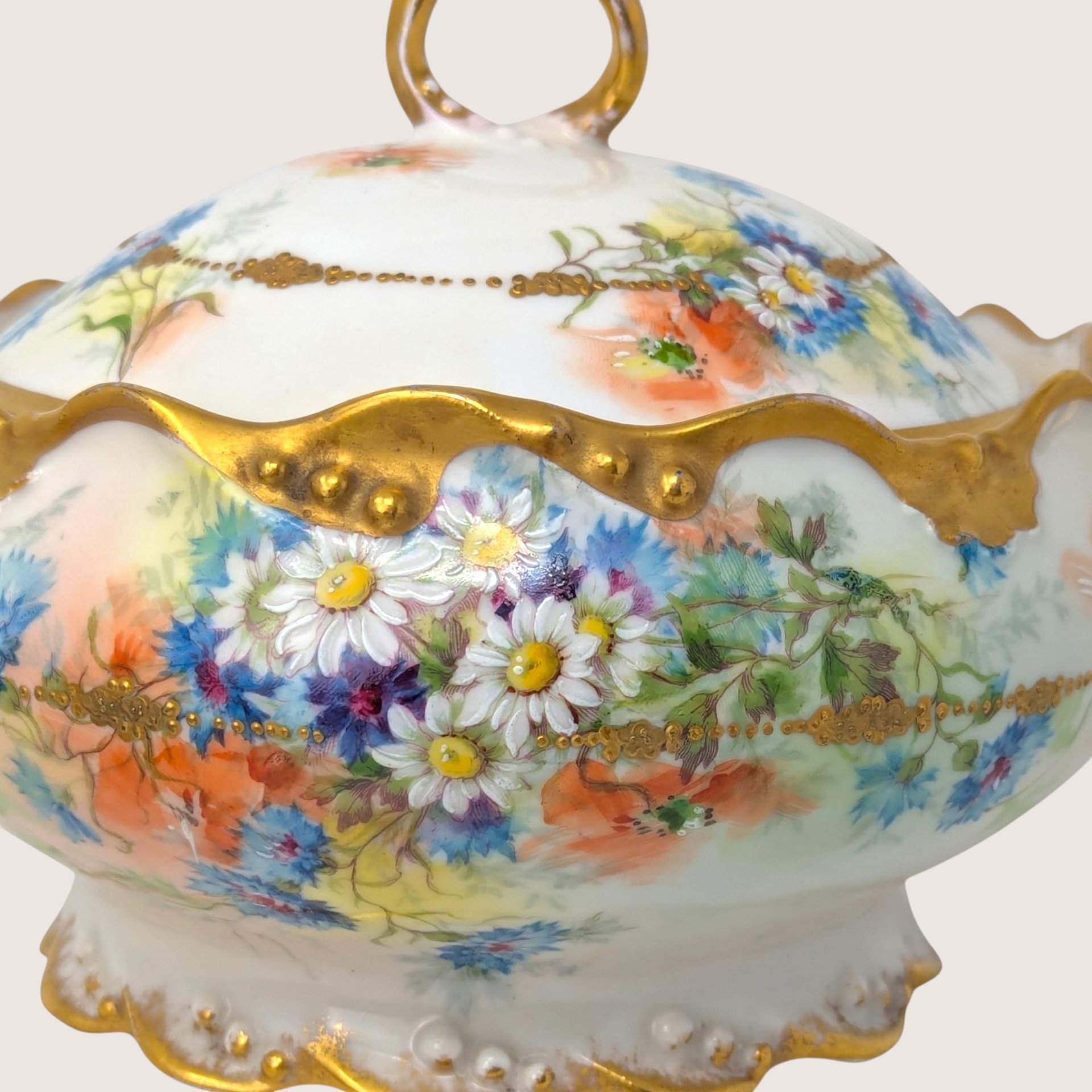 1910s Coronet Limoges Porcelain Floral Covered Tureen