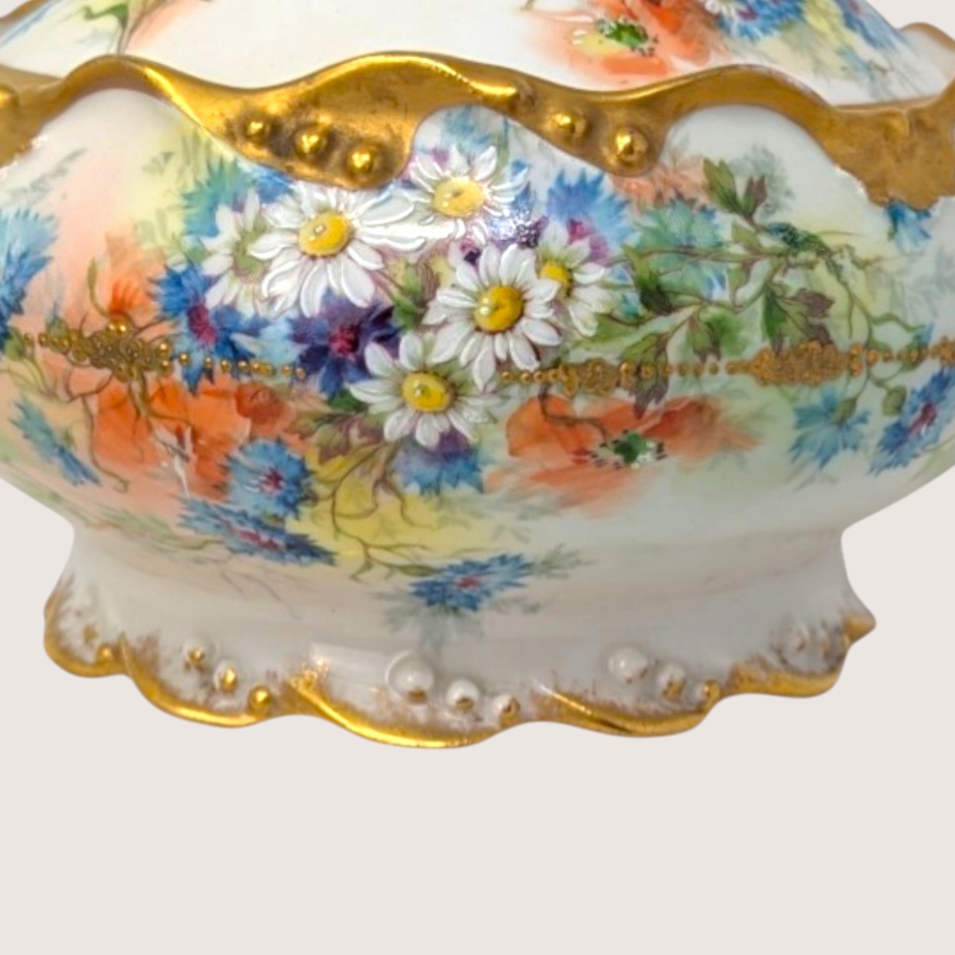 1910s Coronet Limoges Porcelain Floral Covered Tureen