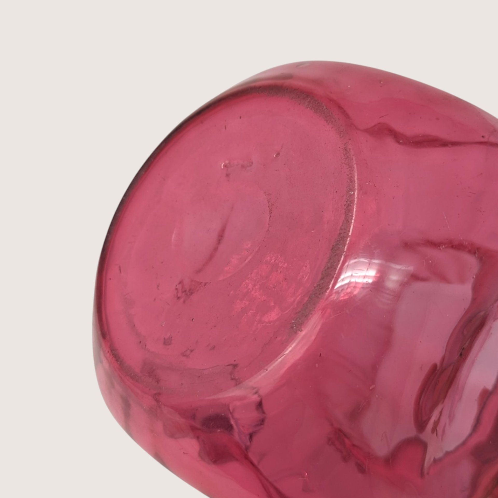 Victorian Cranberry Glass Pitcher with Clear Applied Handle