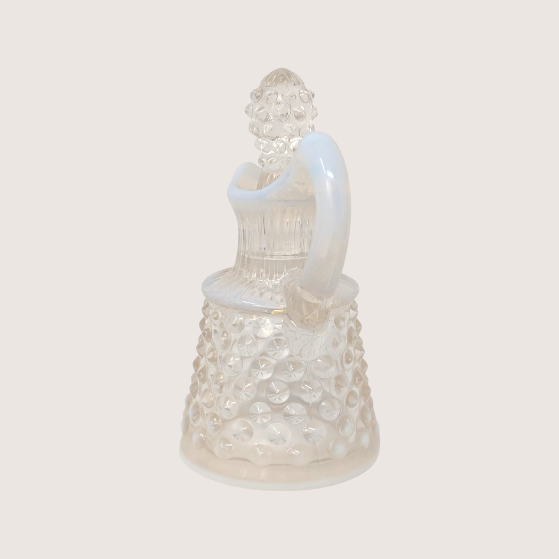 1950s Fenton White Opalescent Hobnail Cruet with Stopper