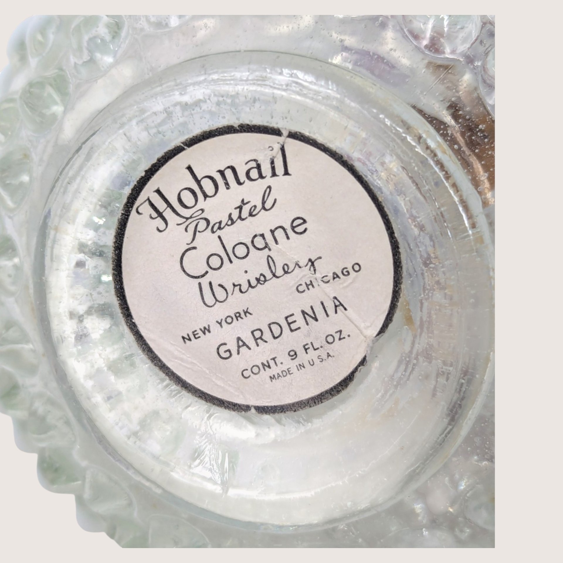 1950s Wrisley Pastel Hobnail Gardenia Cologne Bottle