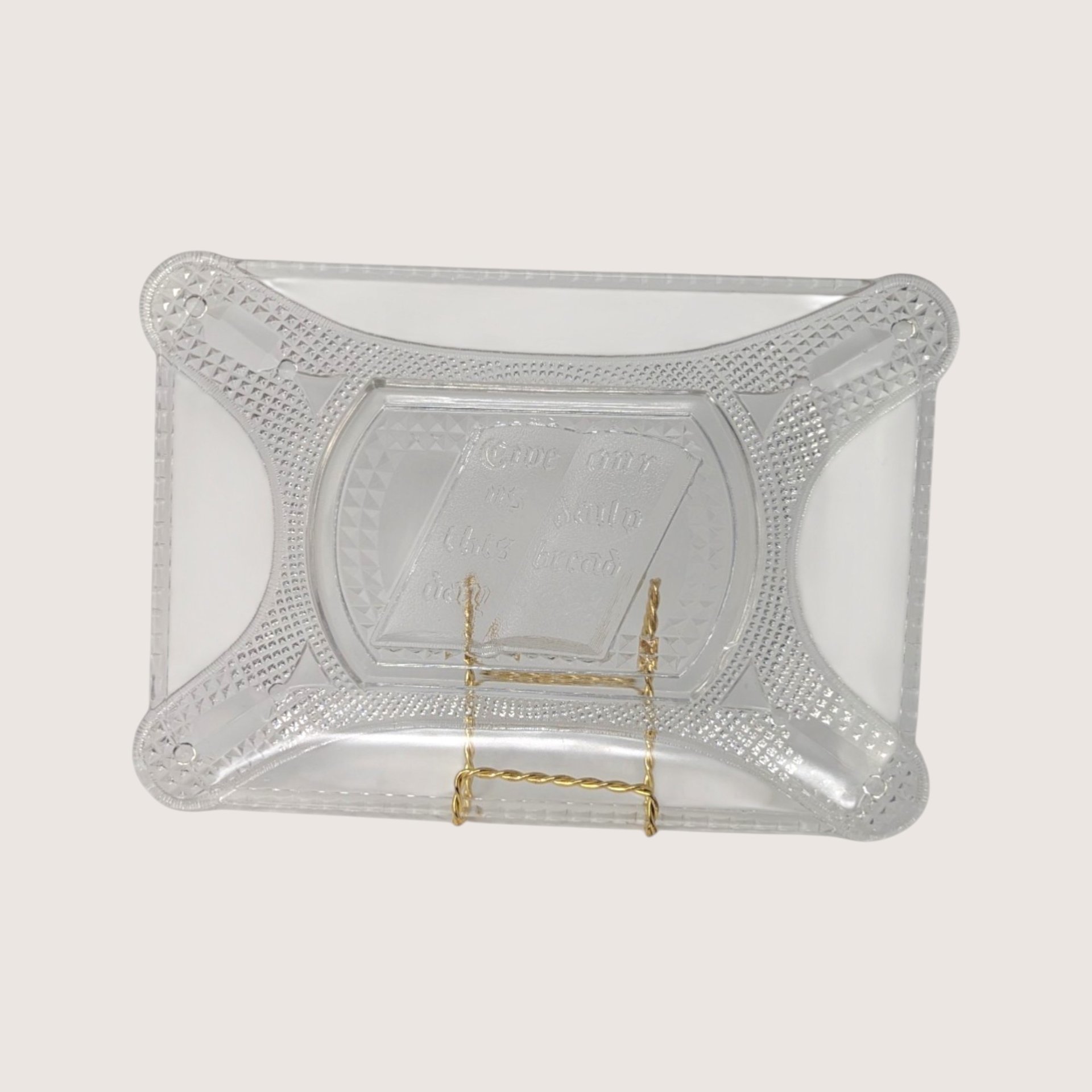 1880s Early American Pressed Glass Open Book Bread Tray