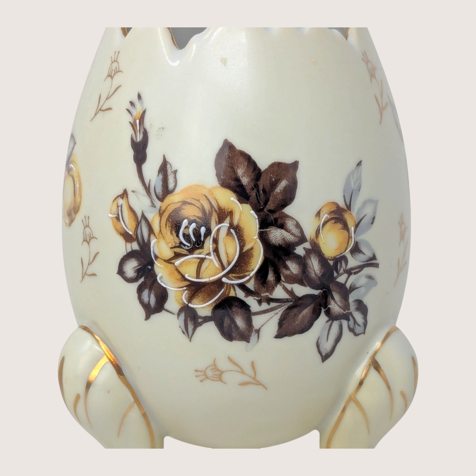 1960s Napcoware Floral Footed Egg Vase