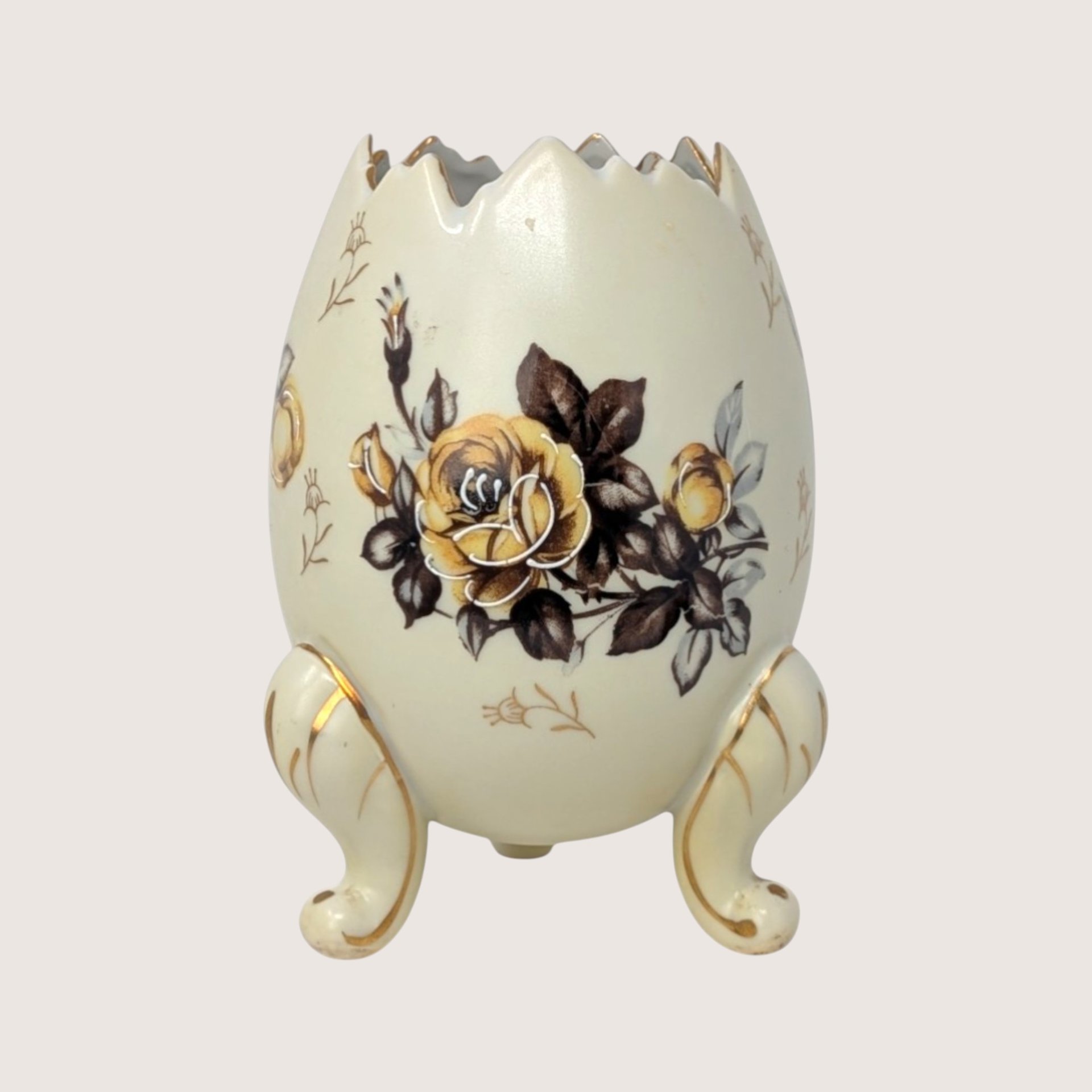 1960s Napcoware Floral Footed Egg Vase