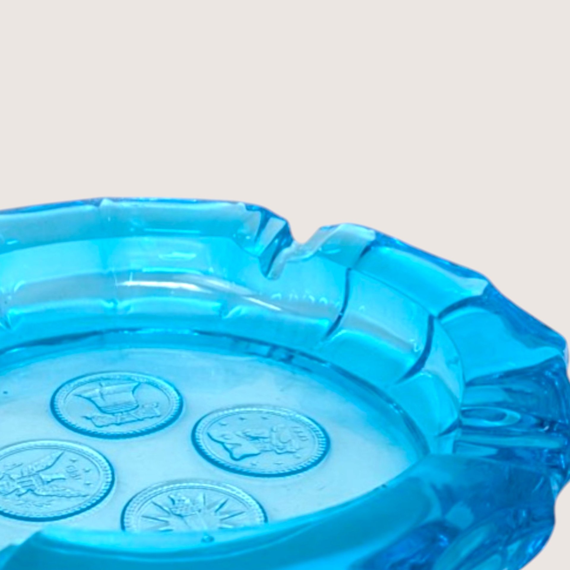 1960s Fostoria Blue Coin Glass Ashtray