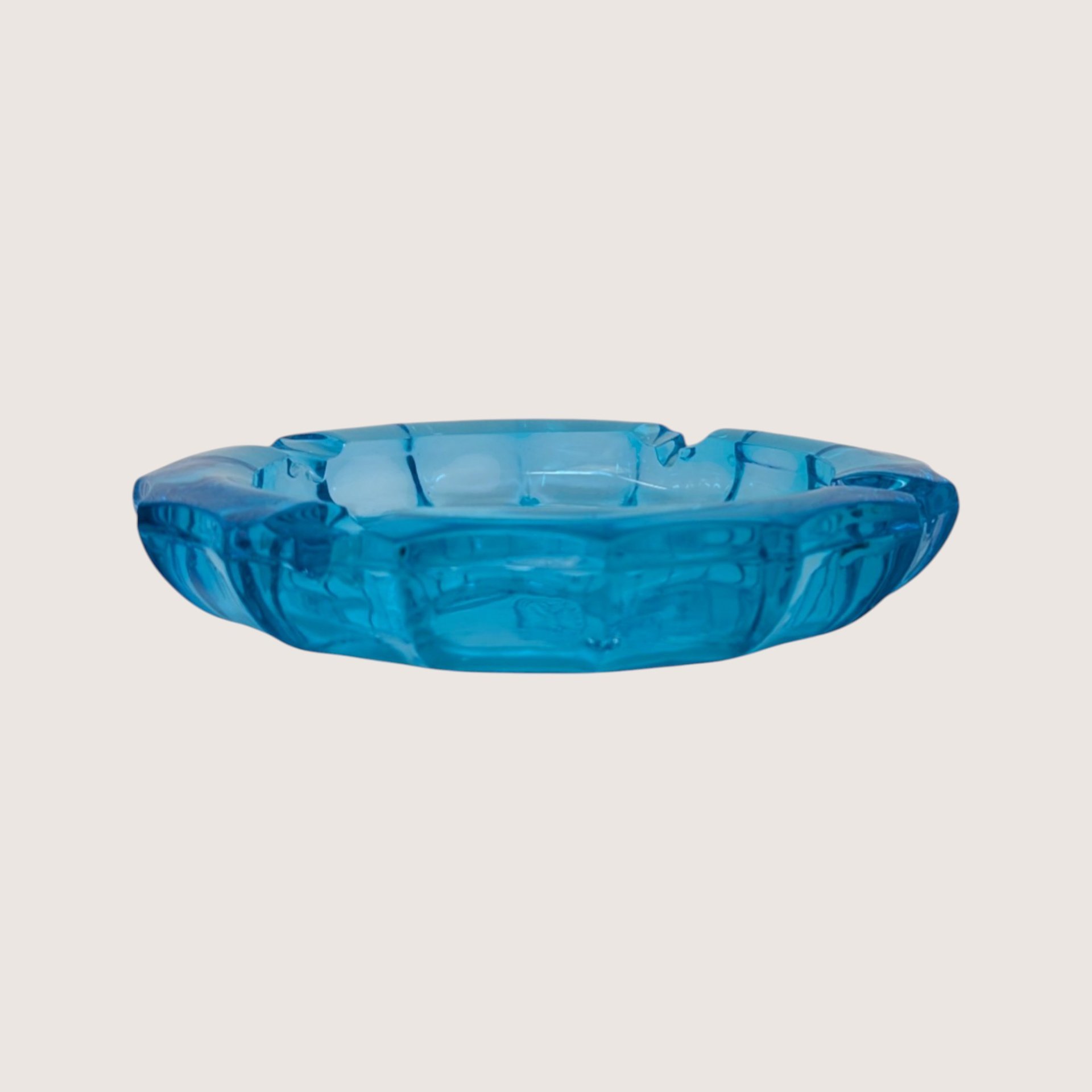1960s Fostoria Blue Coin Glass Ashtray