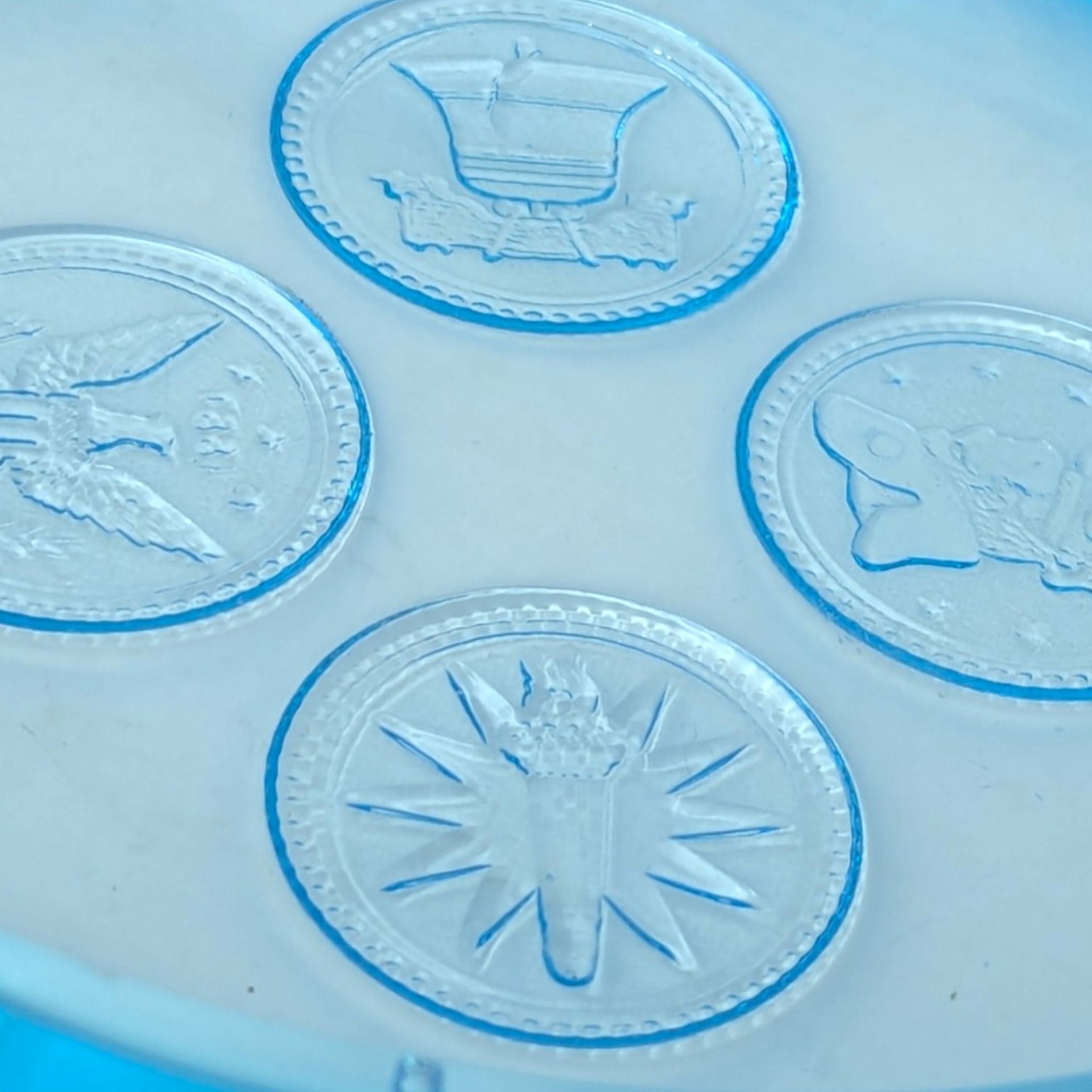 1960s Fostoria Blue Coin Glass Ashtray