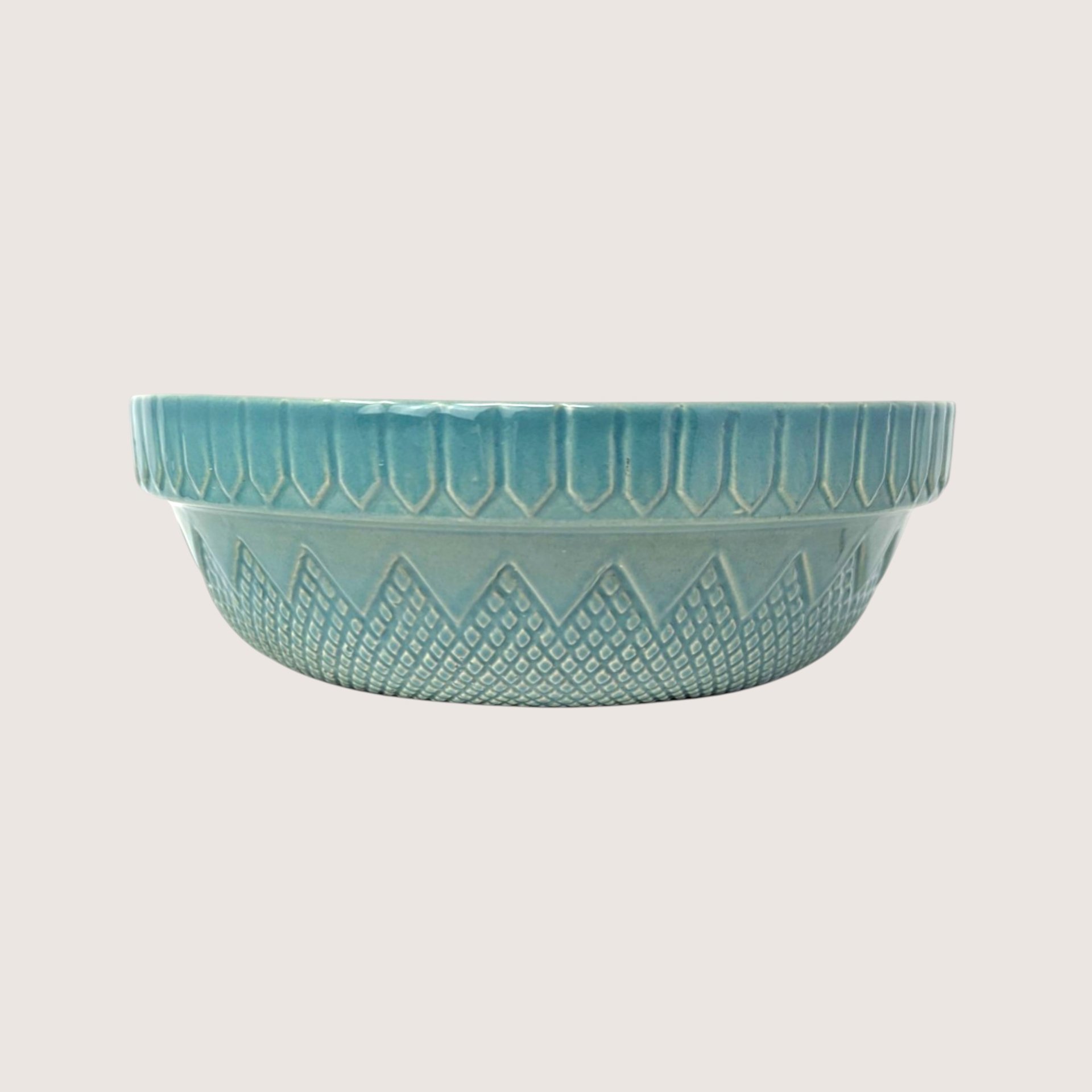 1990s Coche Portuguese Teal Stoneware Bowl