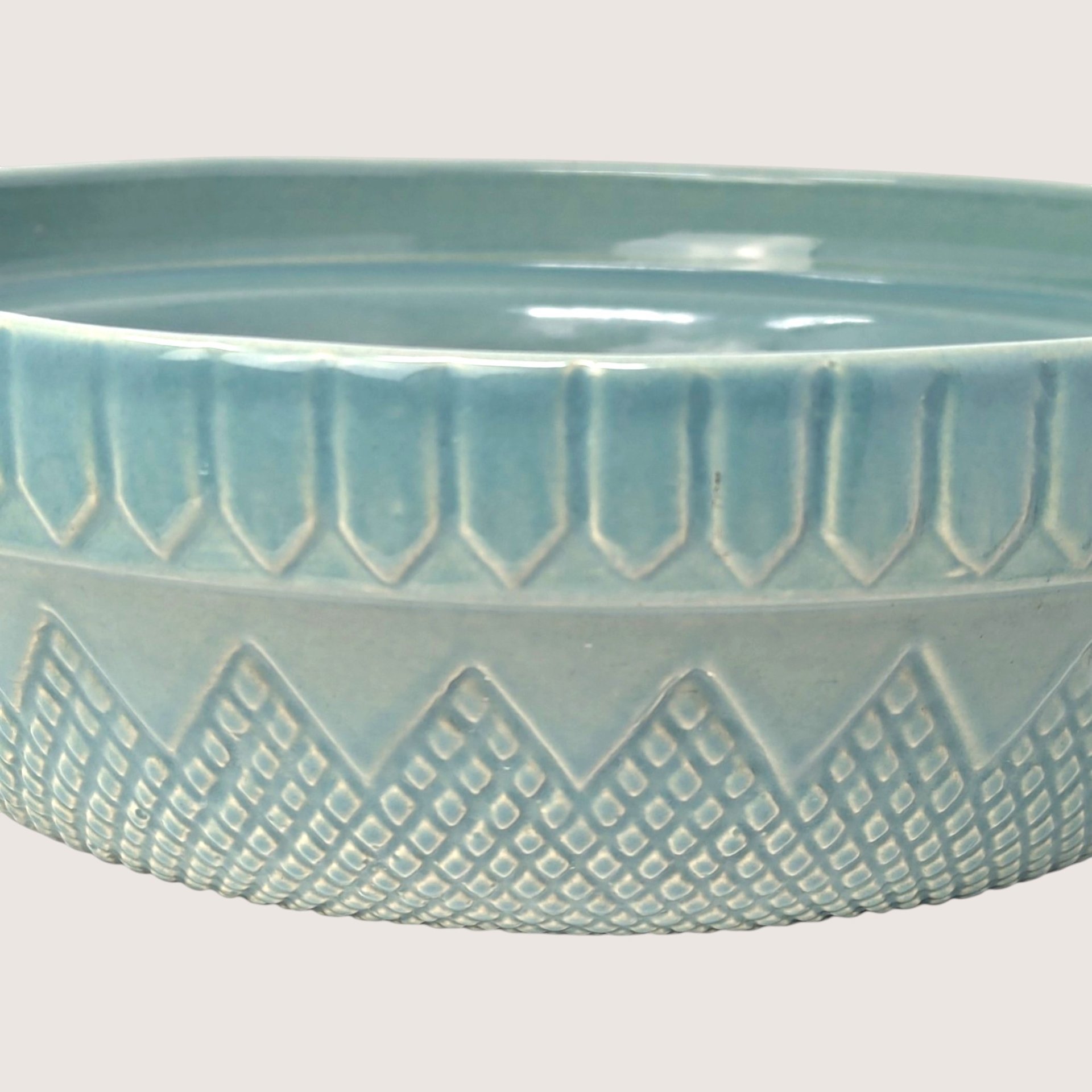 1990s Coche Portuguese Teal Stoneware Bowl