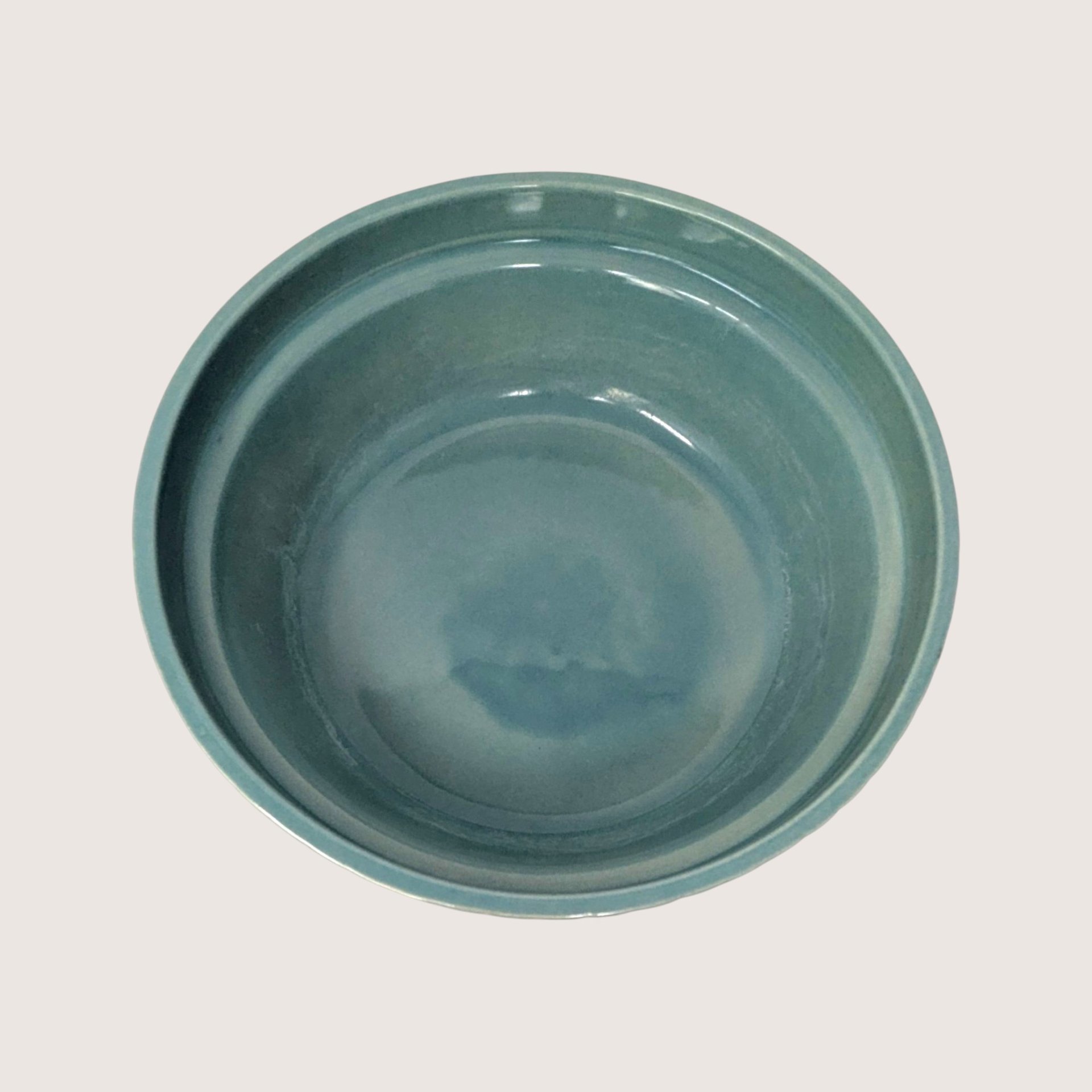 1990s Coche Portuguese Teal Stoneware Bowl