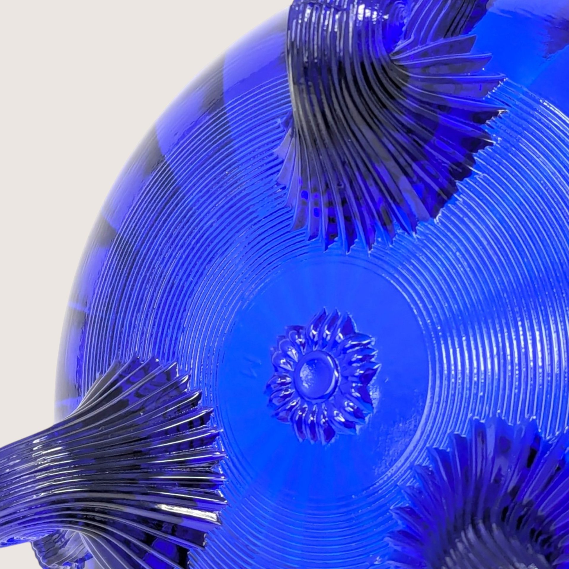 1980s Mosser Glass Cobalt Blue Footed Bowl