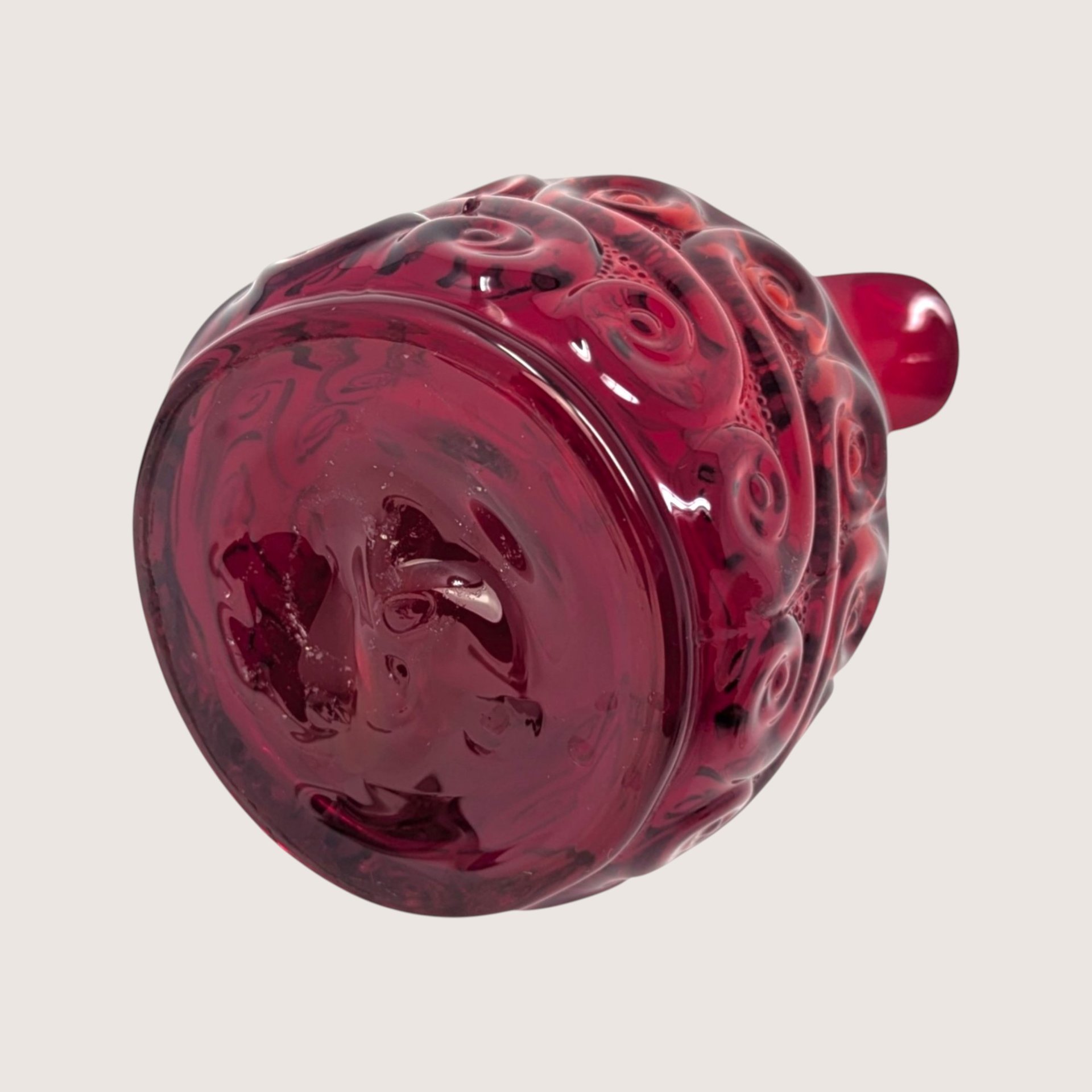 1960s Fenton Ruby Red Glass Scroll Cruet