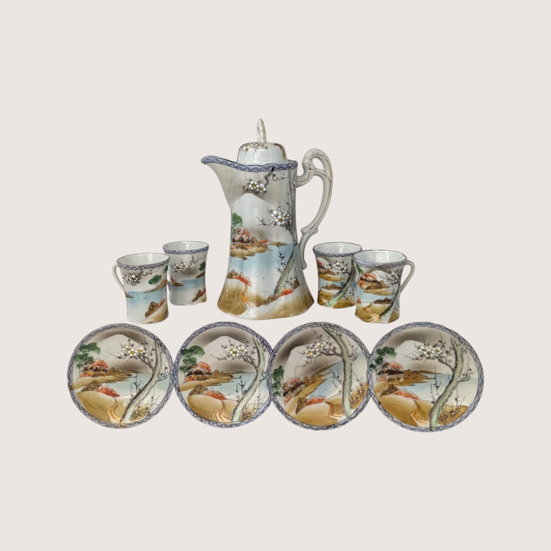 1910s Nippon Hand Painted Porcelain Tea Set