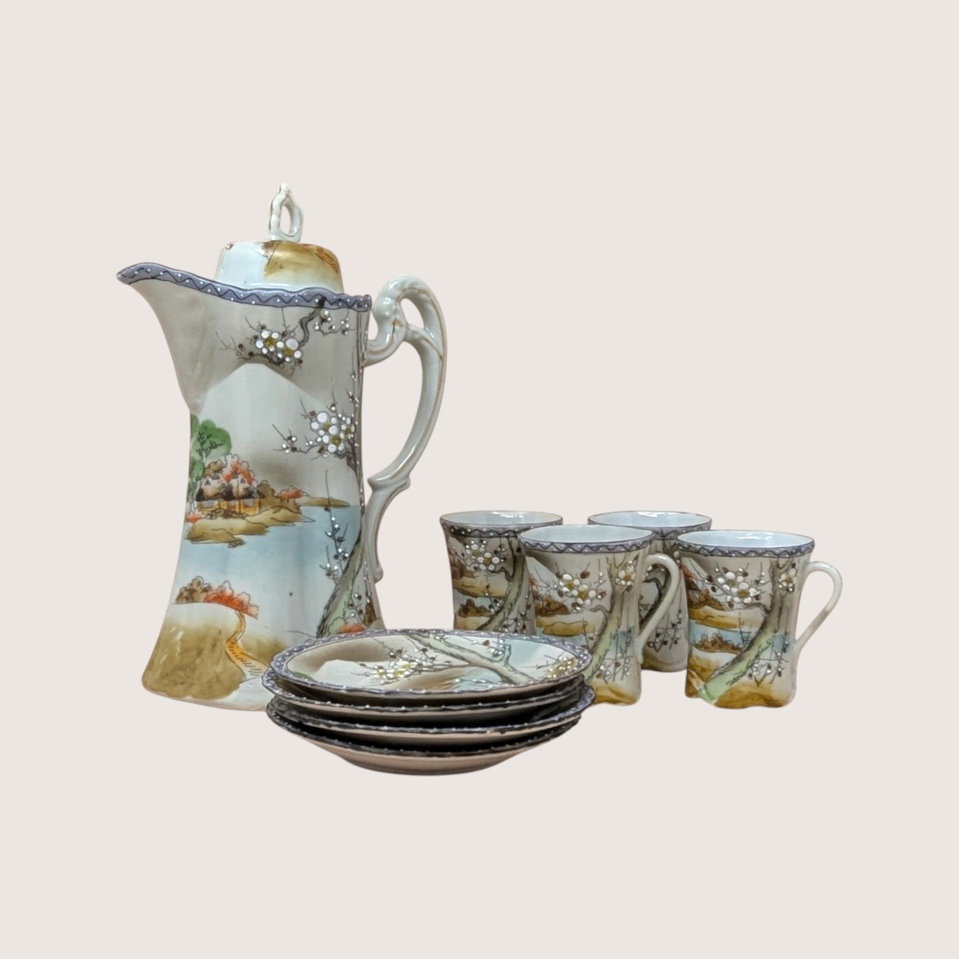 1910s Nippon Hand Painted Porcelain Tea Set