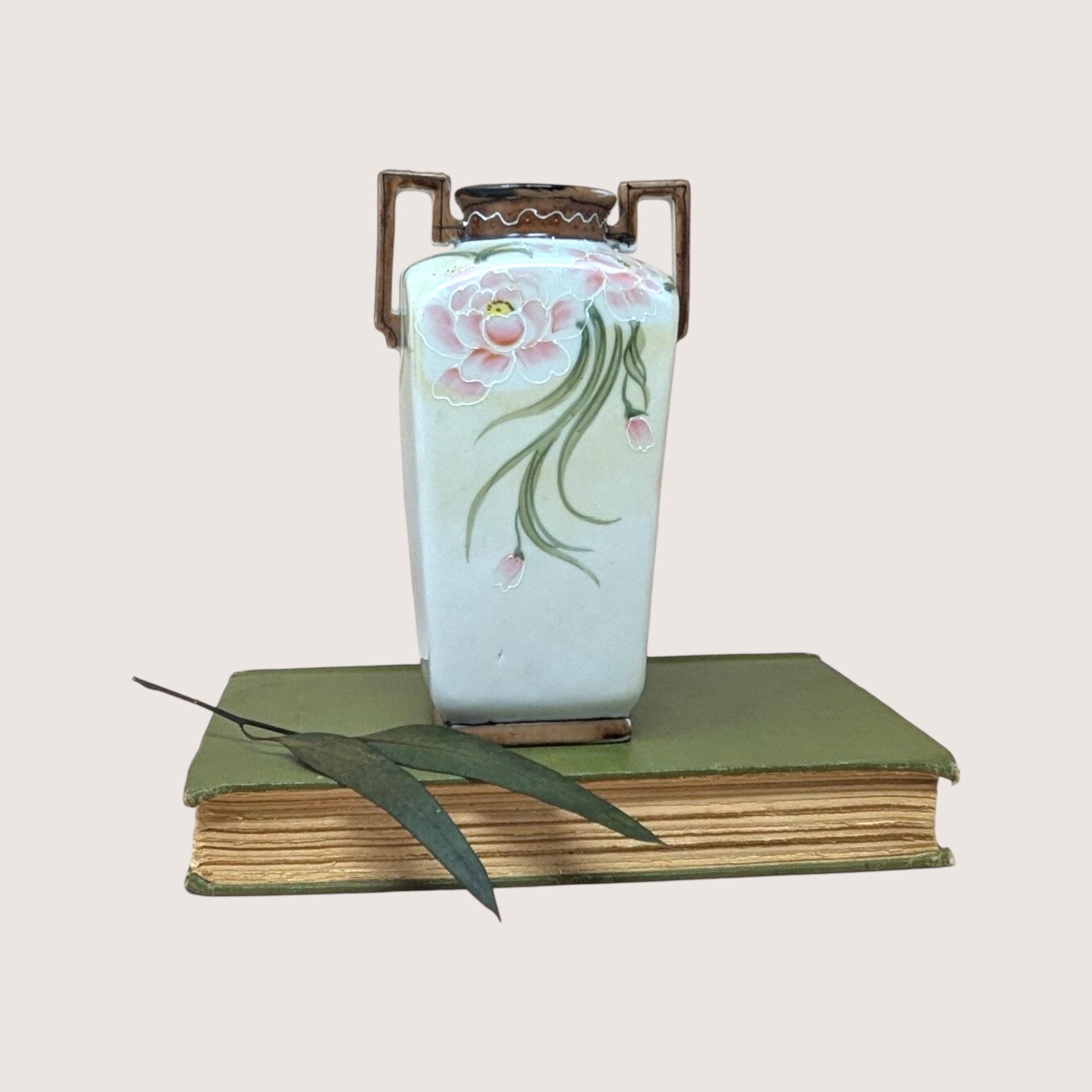 1910s Nippon Hand Painted Floral Porcelain Vase