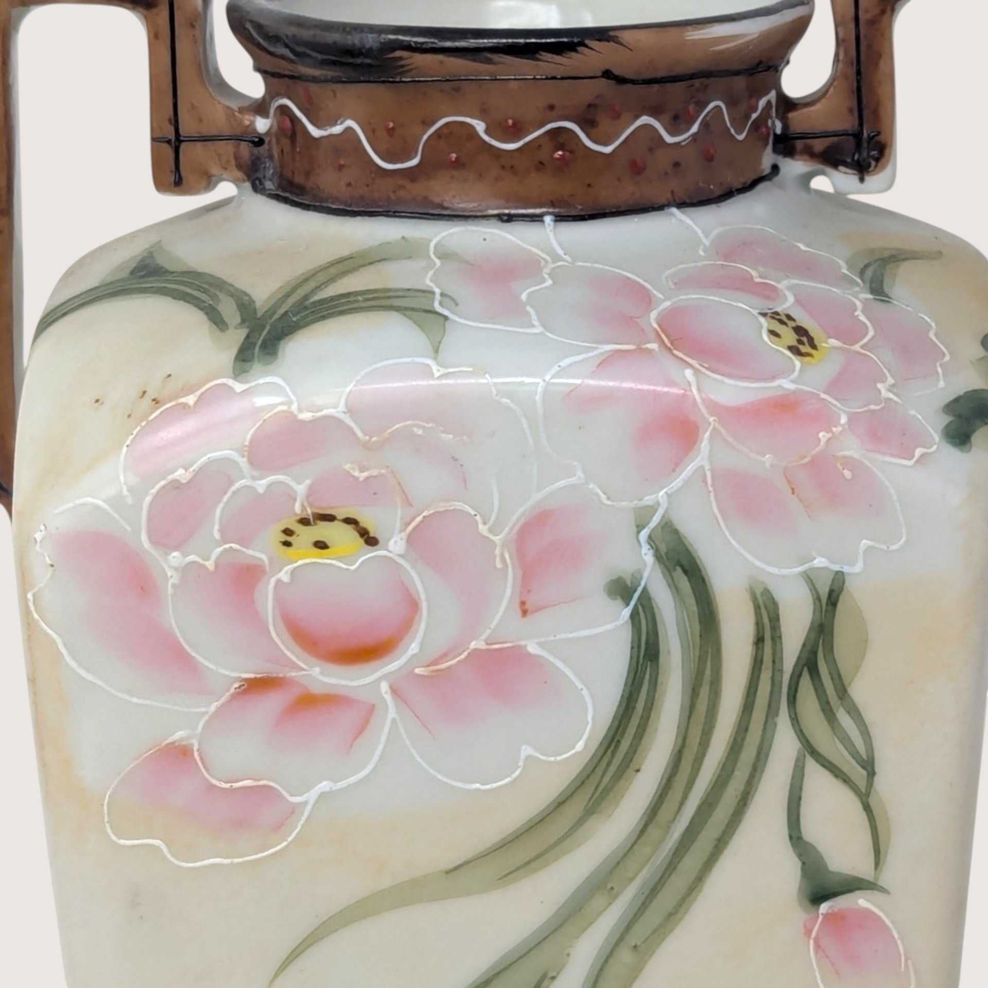 1910s Nippon Hand Painted Floral Porcelain Vase