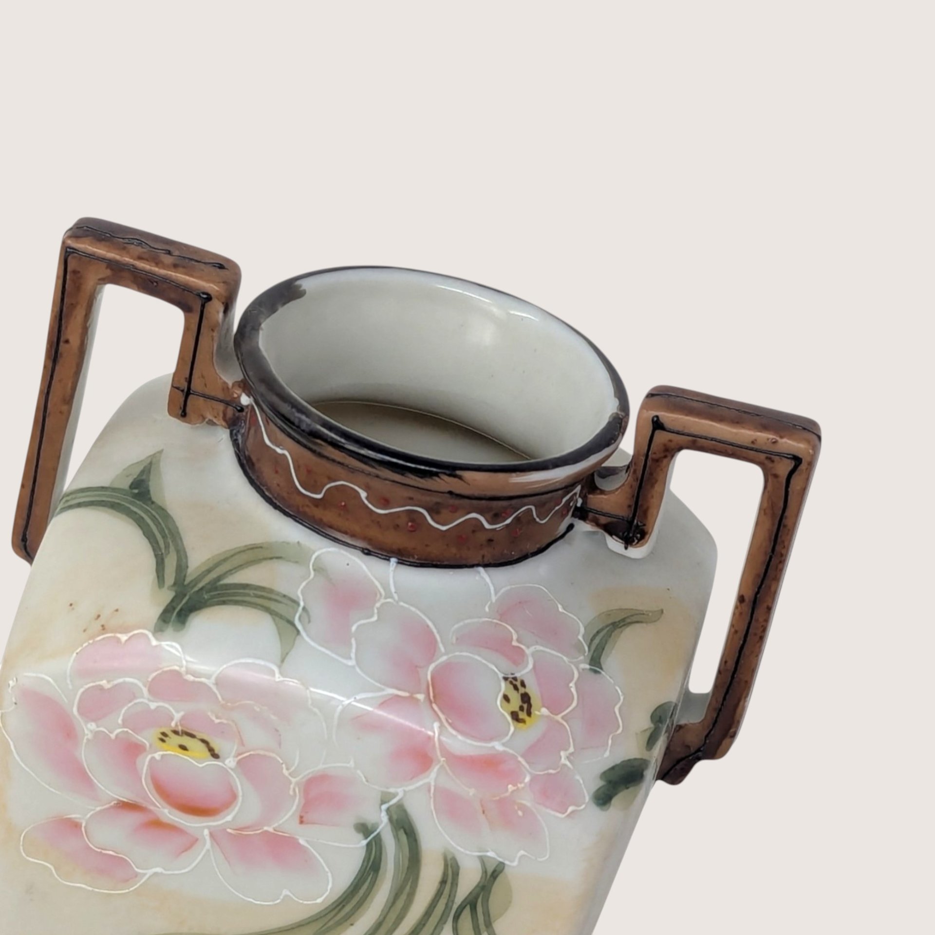 1910s Nippon Hand Painted Floral Porcelain Vase