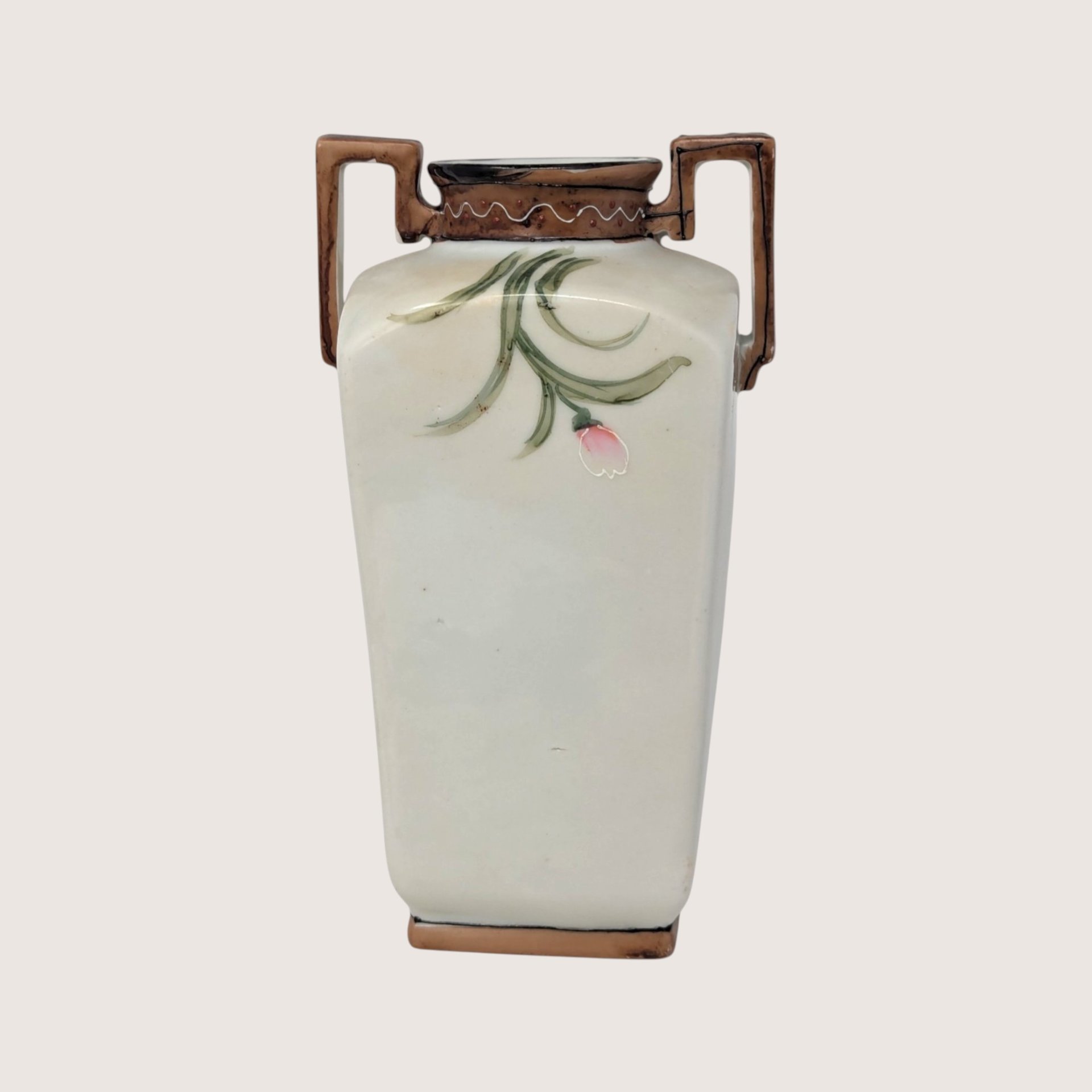 1910s Nippon Hand Painted Floral Porcelain Vase