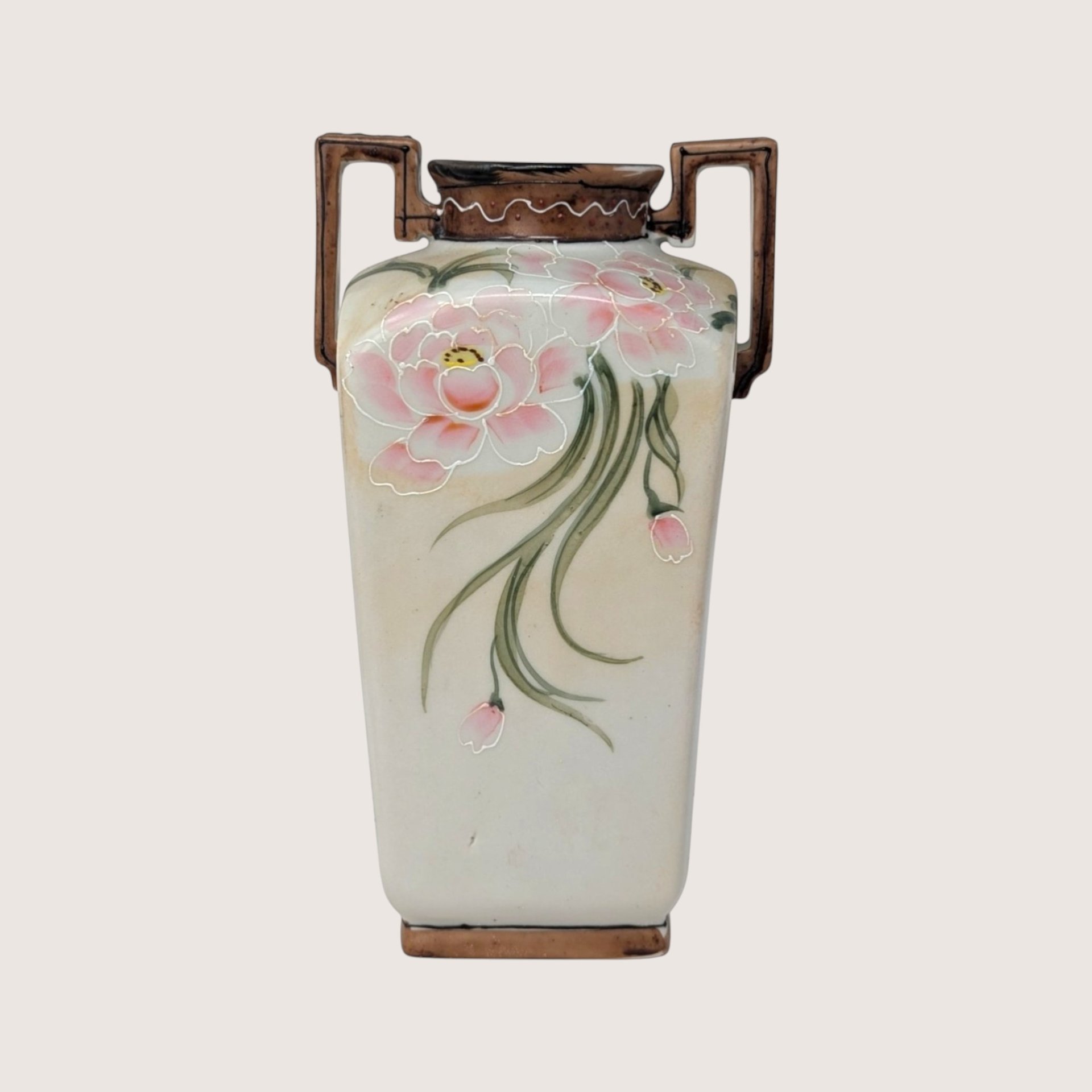 1910s Nippon Hand Painted Floral Porcelain Vase