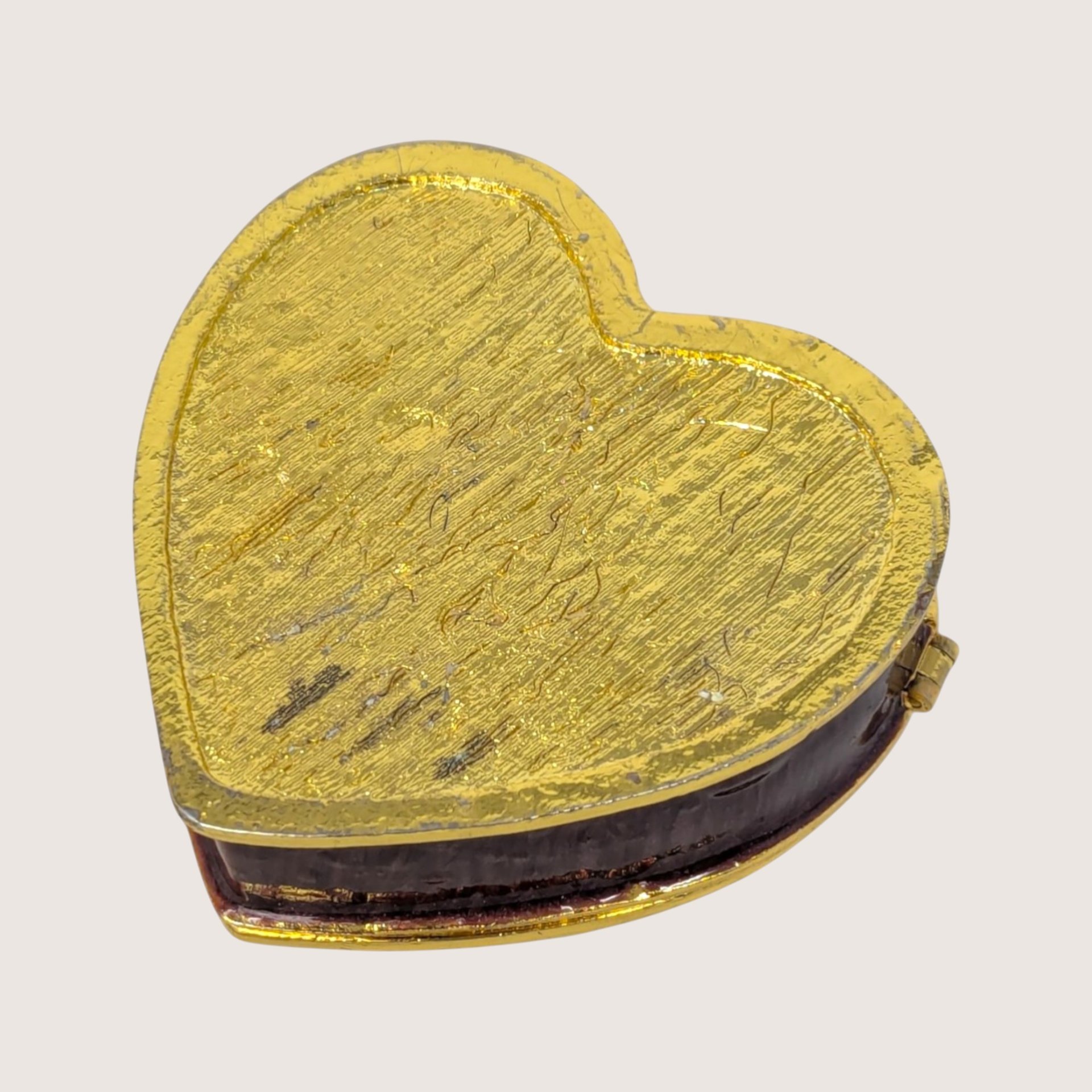 1990s Enameled Heart Floral Rhinestone Trinket Box