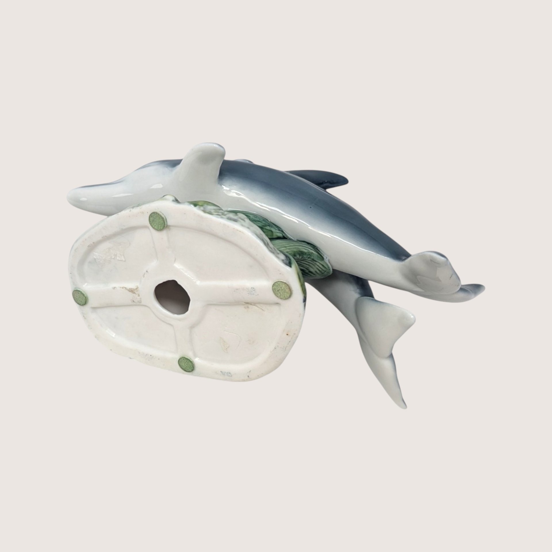1990s Dual Dolphin Ceramic Ocean Figurine