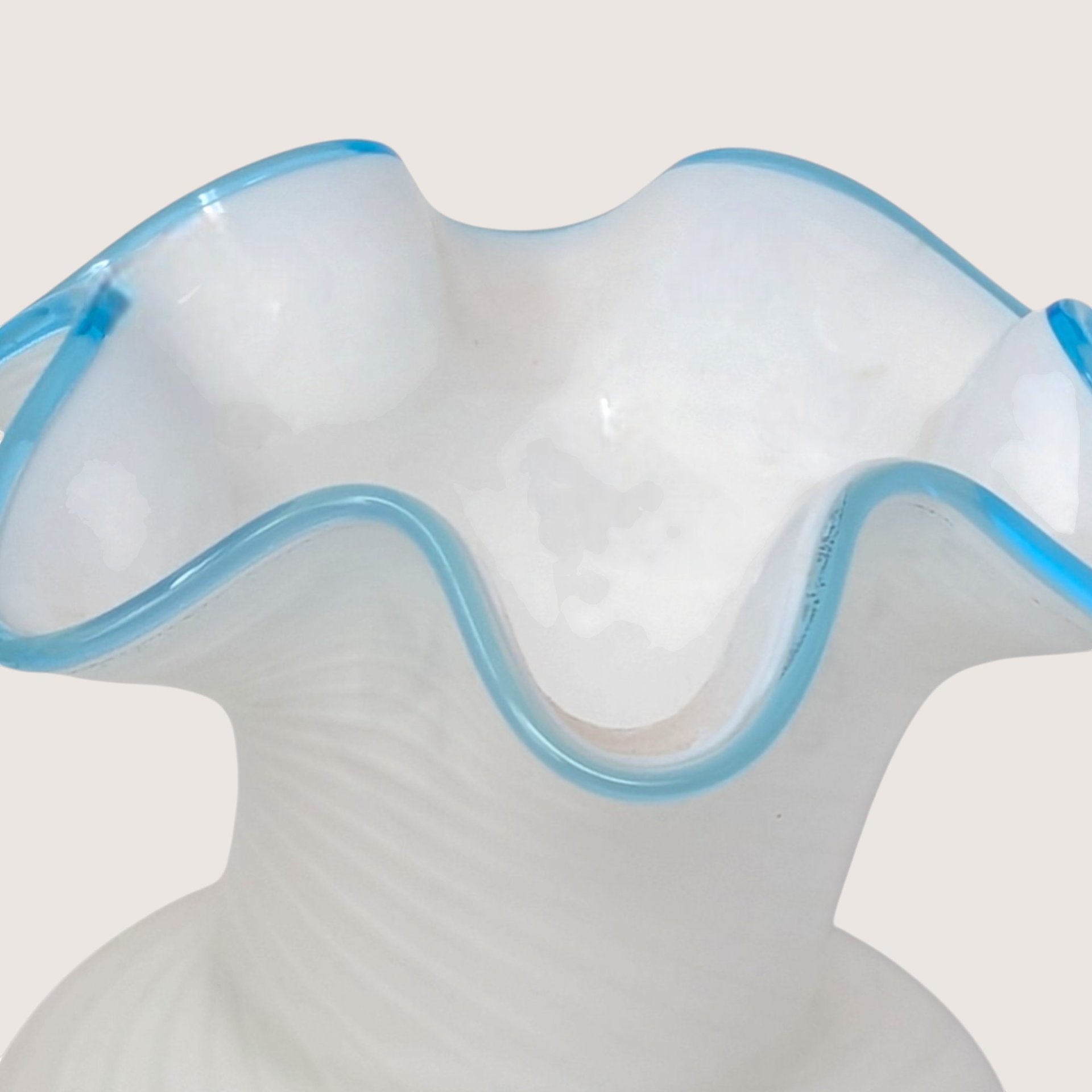 1970s Fenton Hand Painted Roses Opalescent Swirl Glass Vase