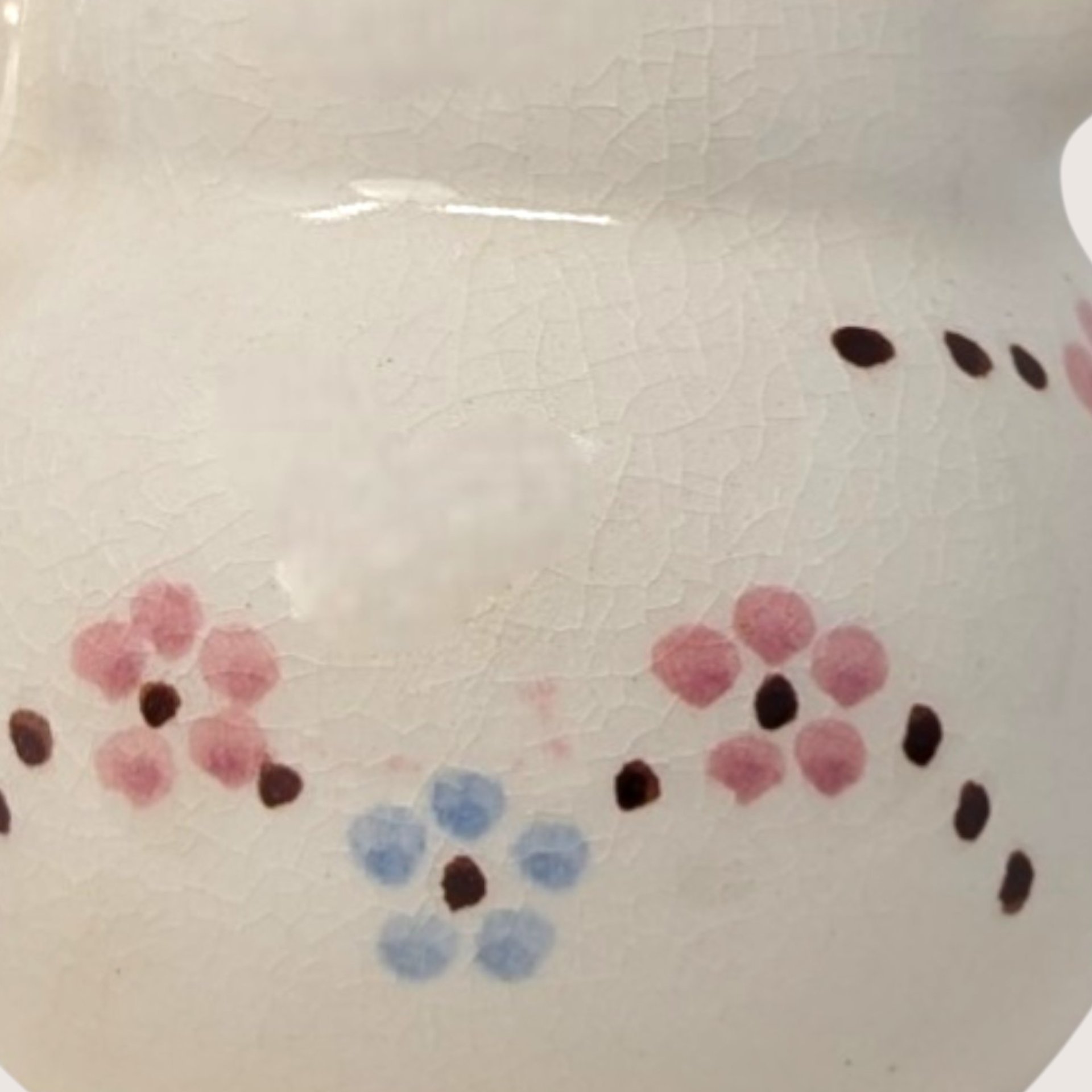 1950s Hand Painted Ceramic Pig Creamer with Floral Accents