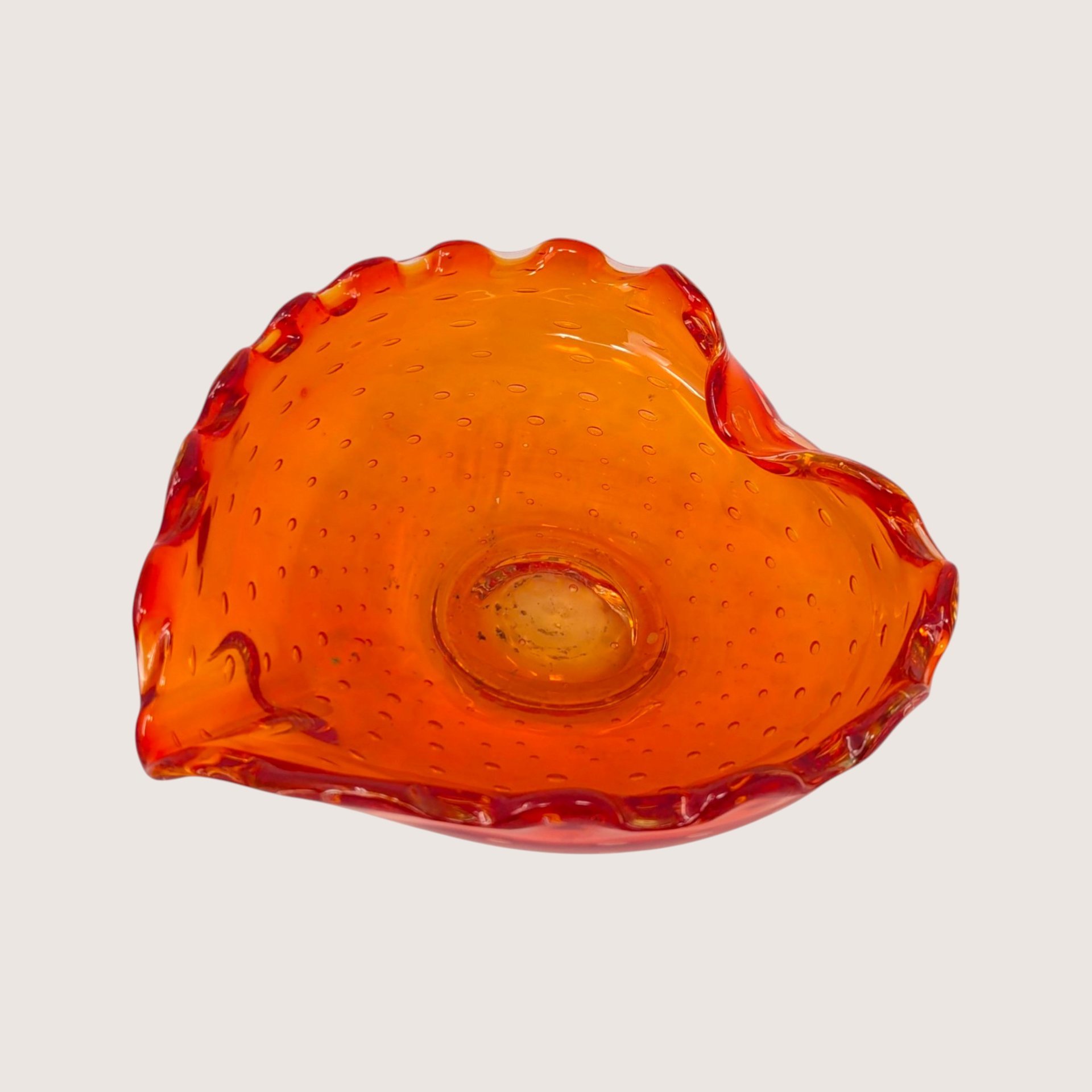1960s Murano Bullicante Amberina Art Glass Ashtray