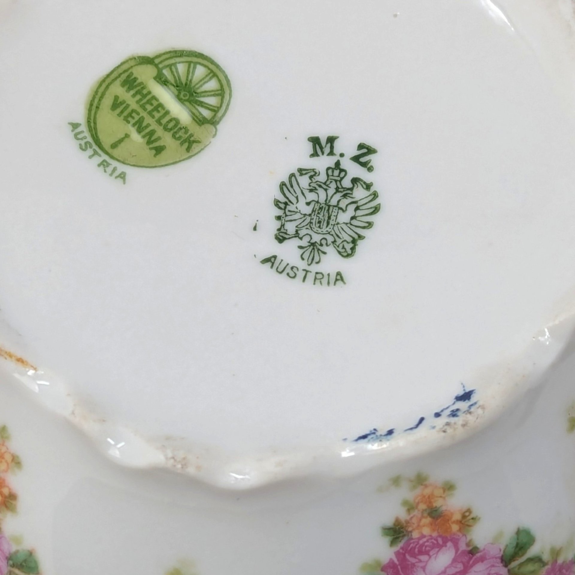 1800s MZ Austria Porcelain Hair Receiver Floral Decoration