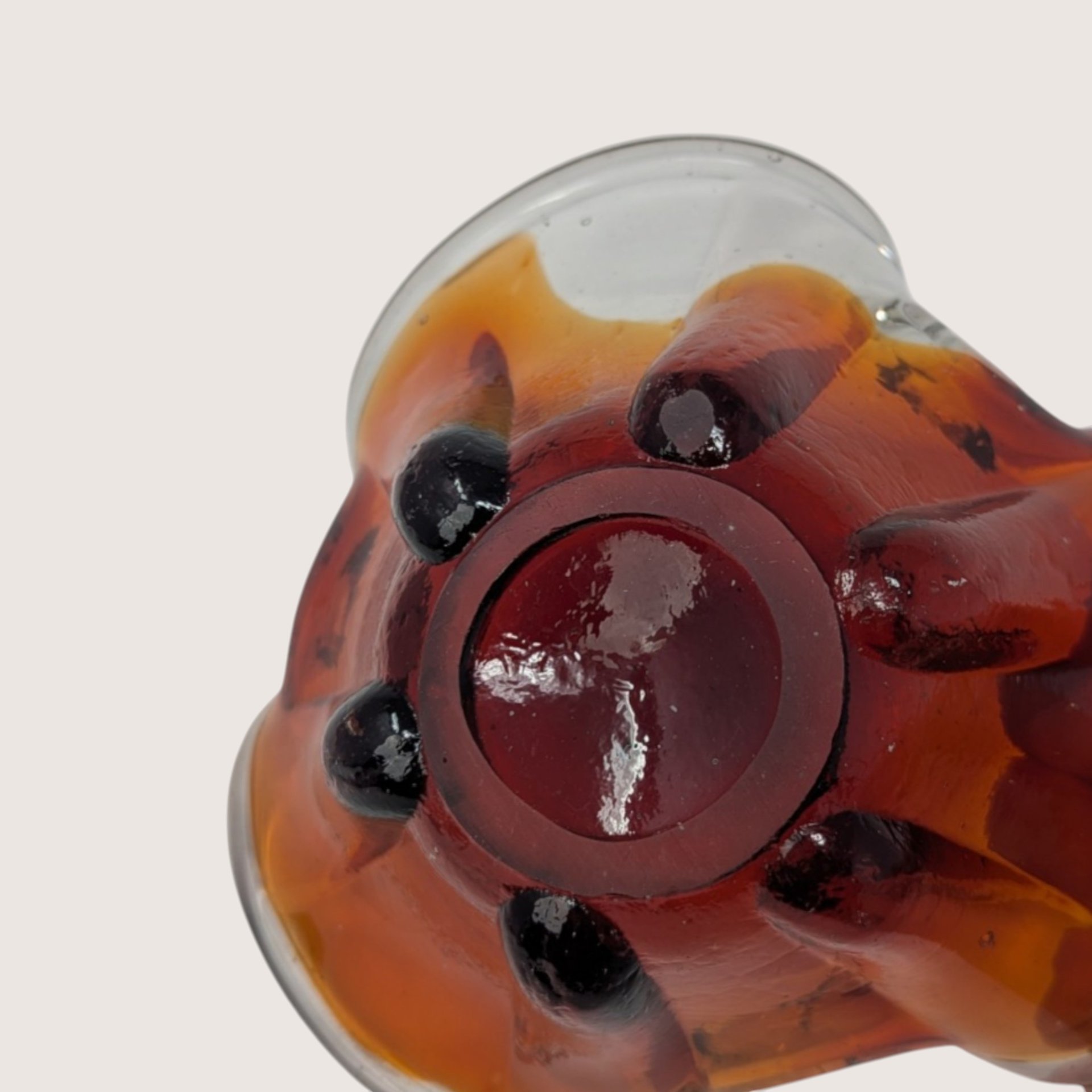 1970s Art Glass Murano Style Amber to Red Gradient Bowl