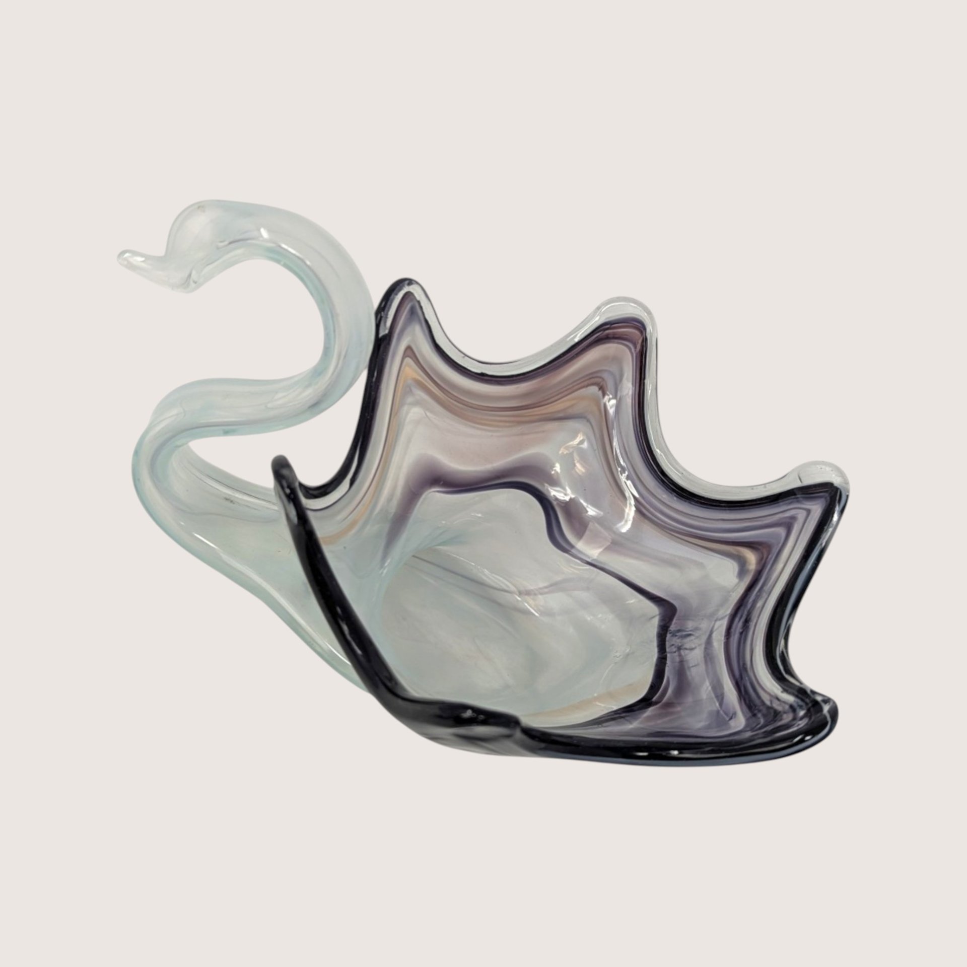 1960 Sooner Glass Style Art Glass Swan Bowl