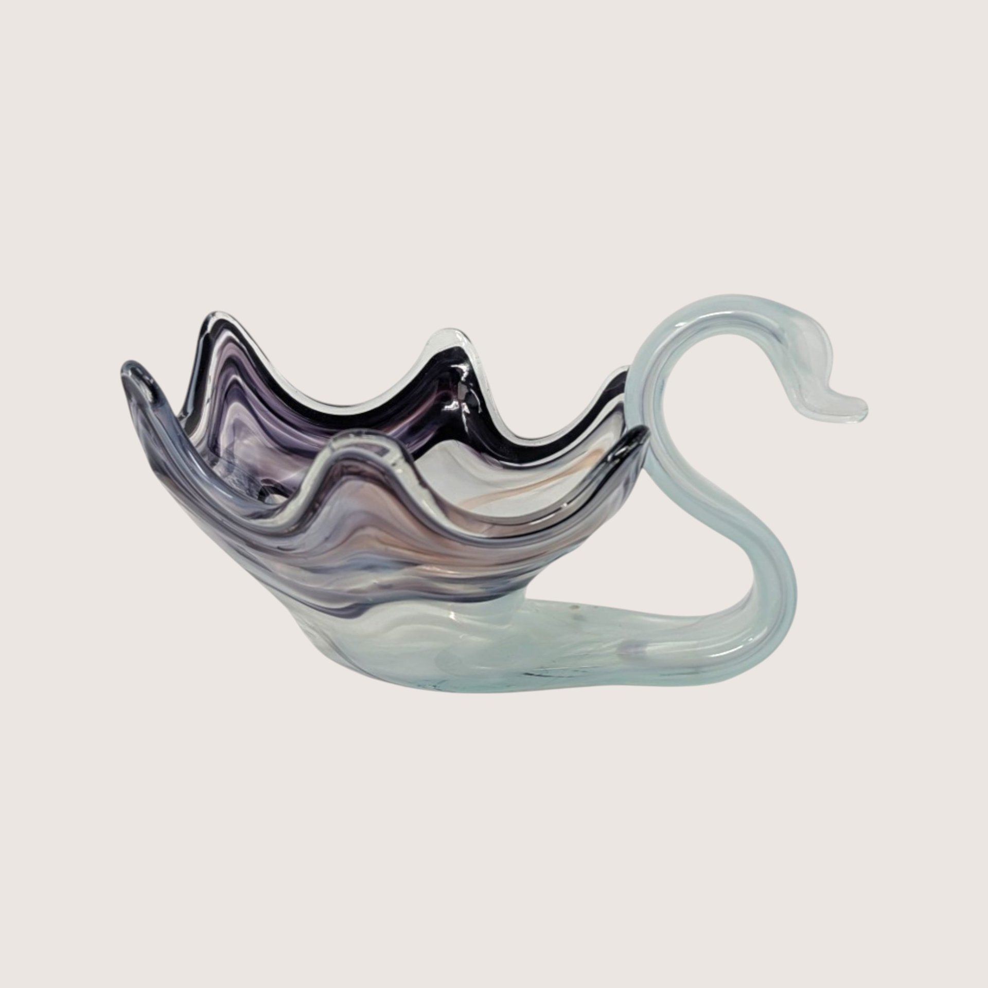 1960 Sooner Glass Style Art Glass Swan Bowl