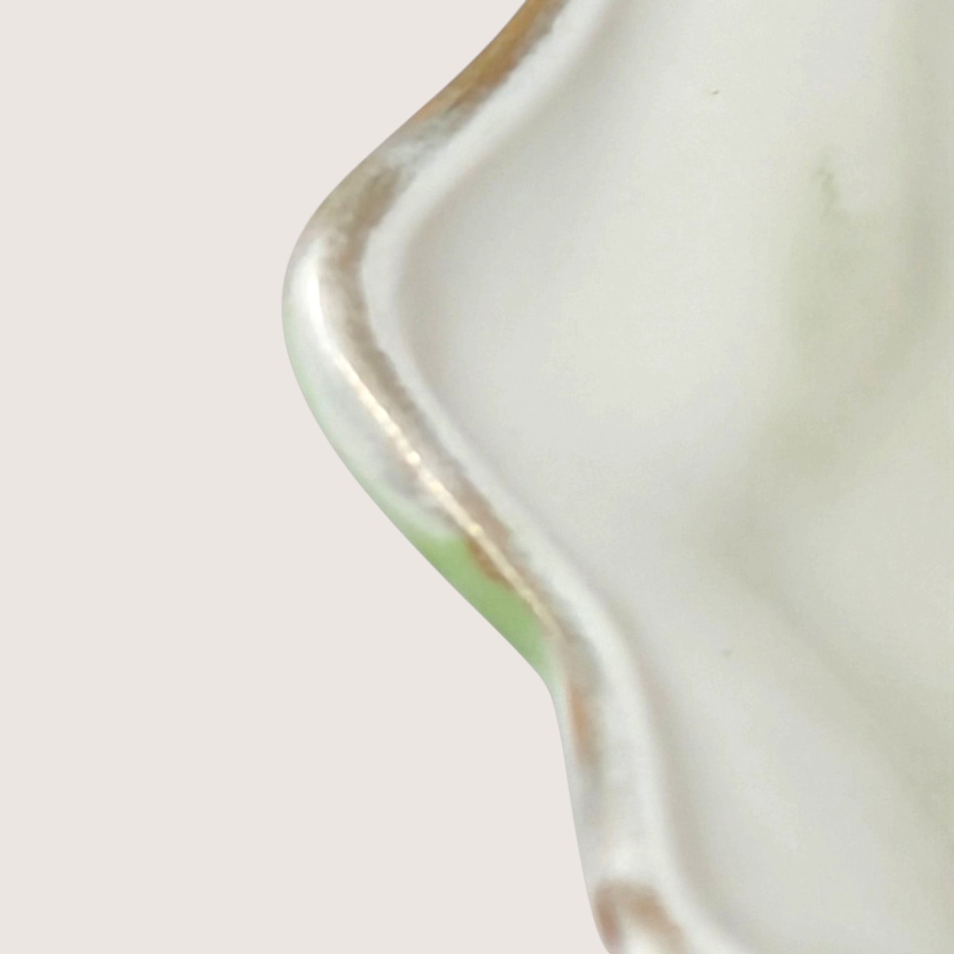 1910s Hand Painted Porcelain Toothpick Holder Floral Gold Accent