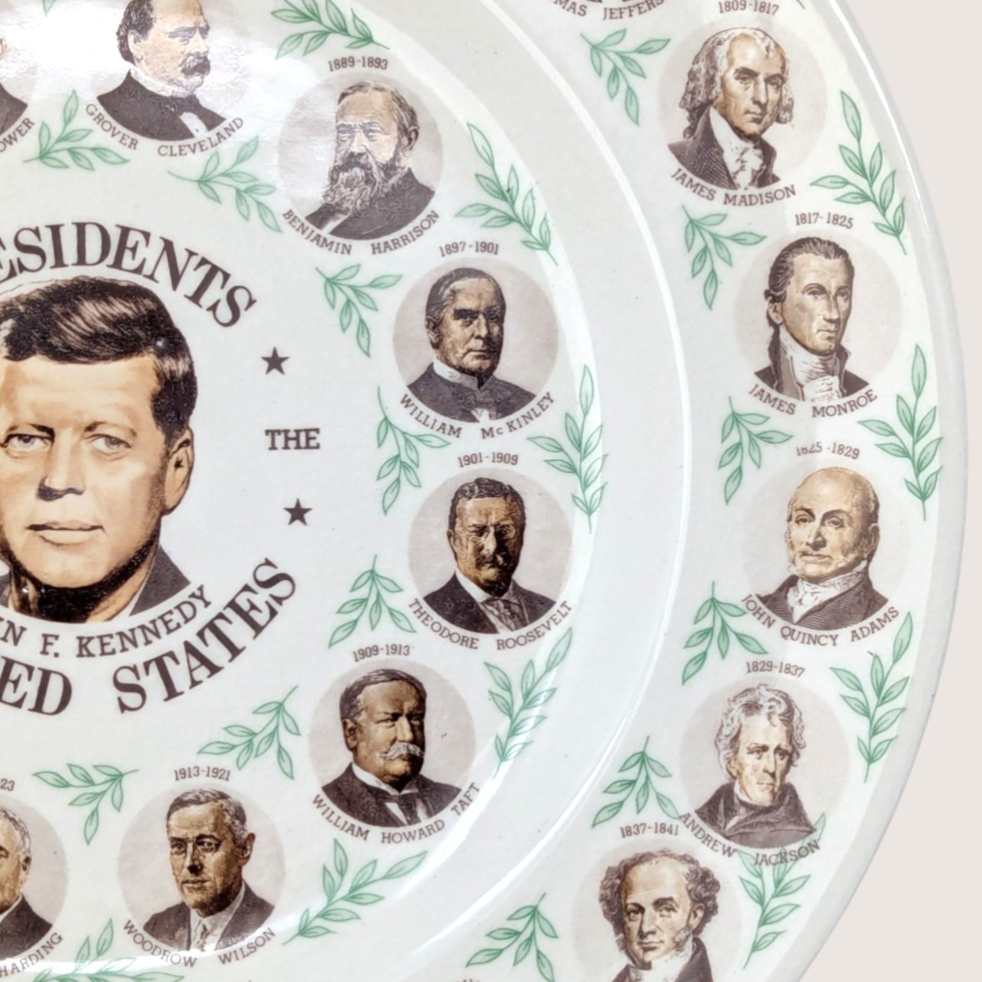 1960s Ceramic US Presidents Collector Plate John F Kennedy
