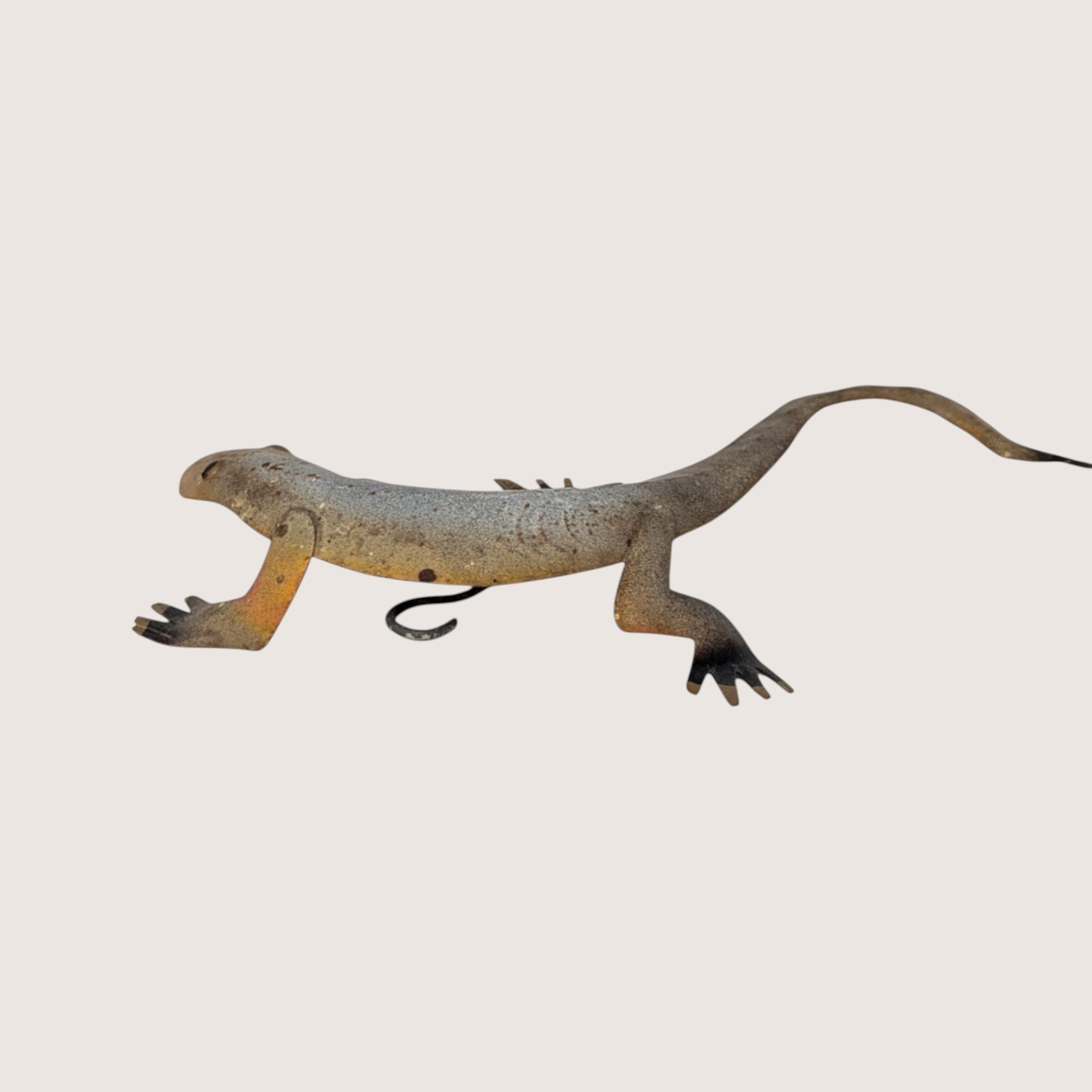 Vintage Brutalist Metal Lizard Wall Hanging Sculpture