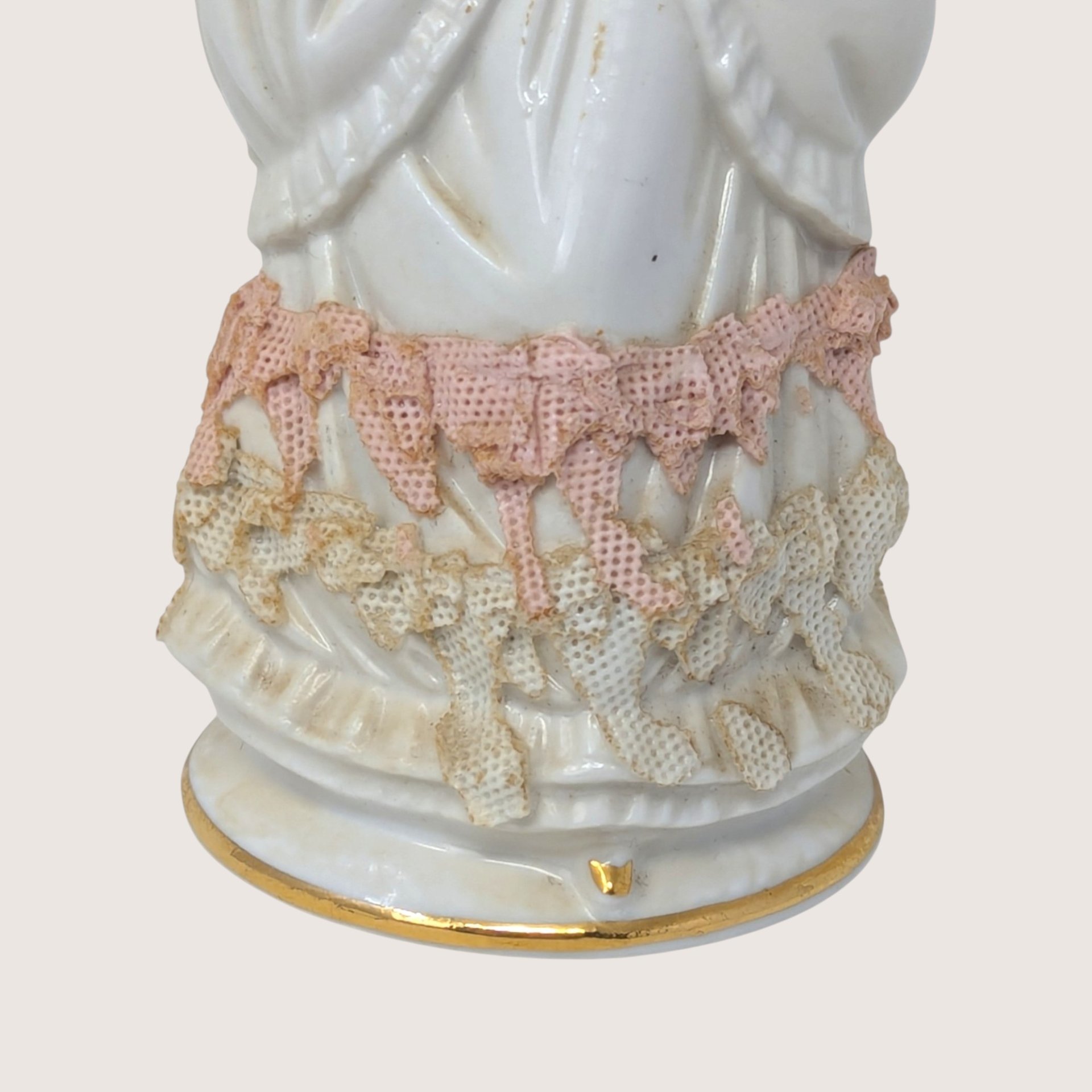 1920s Dresden Porcelain Lady Figurine with Hand Fan