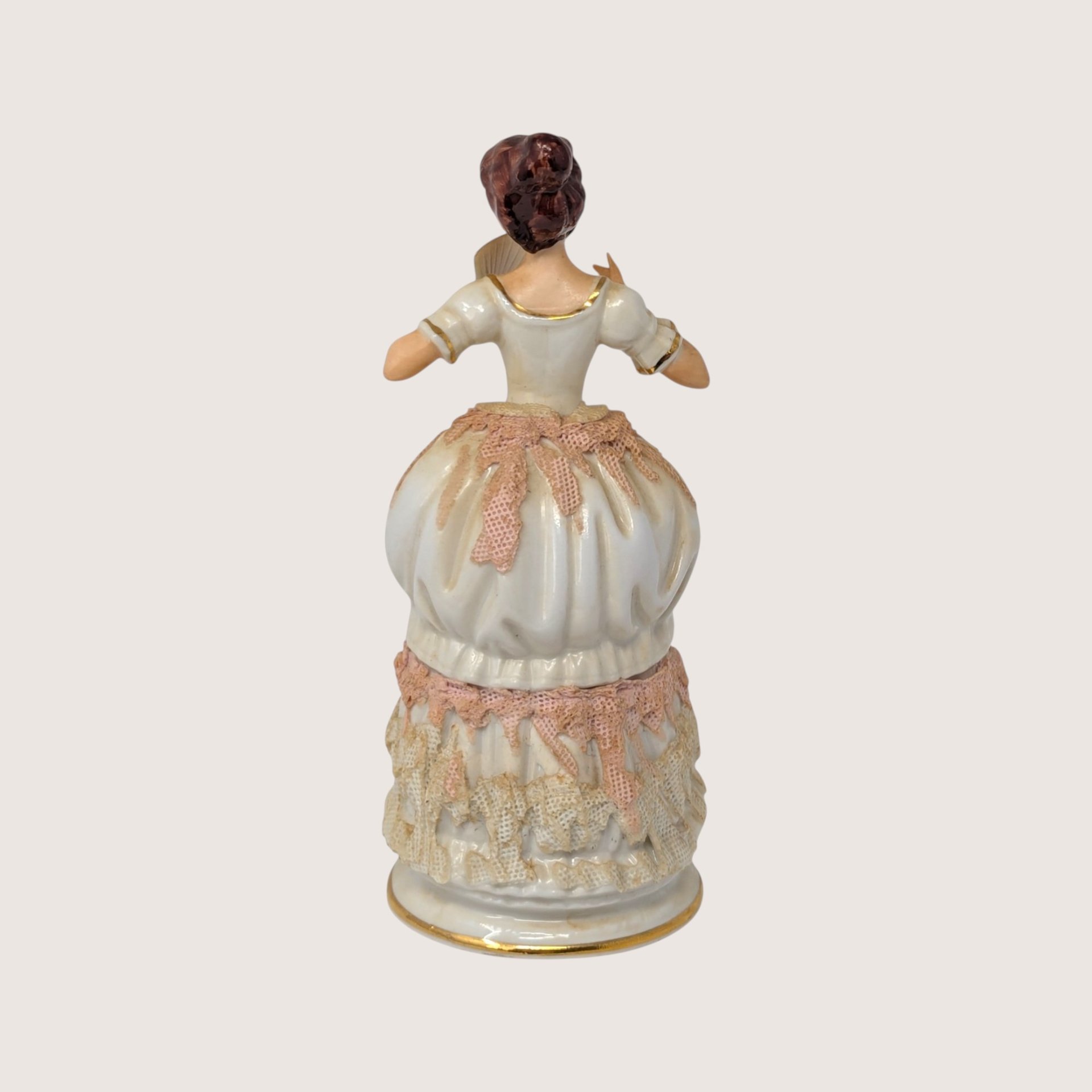 1920s Dresden Porcelain Lady Figurine with Hand Fan
