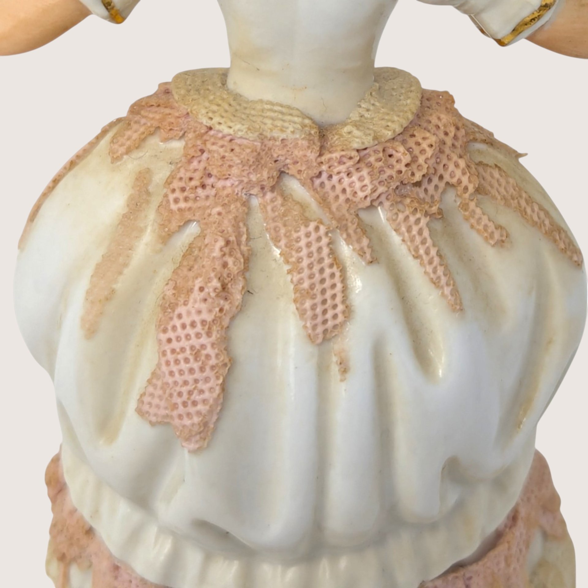 1920s Dresden Porcelain Lady Figurine with Hand Fan