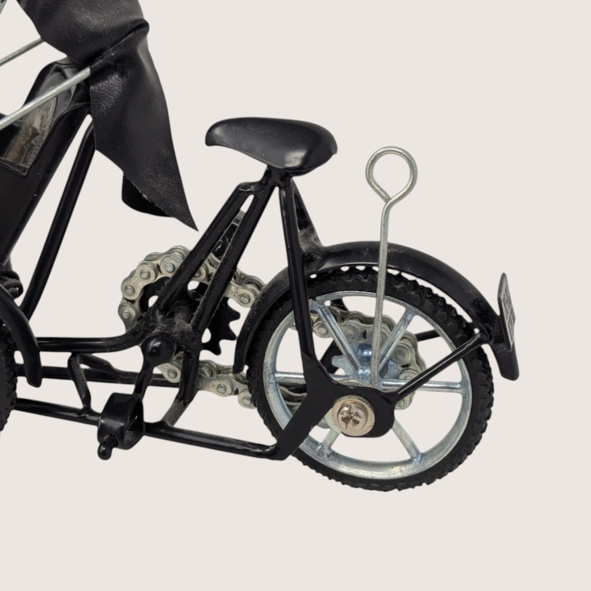 1970s Black Metal Vietnamese Cyclo Rickshaw Miniature Model