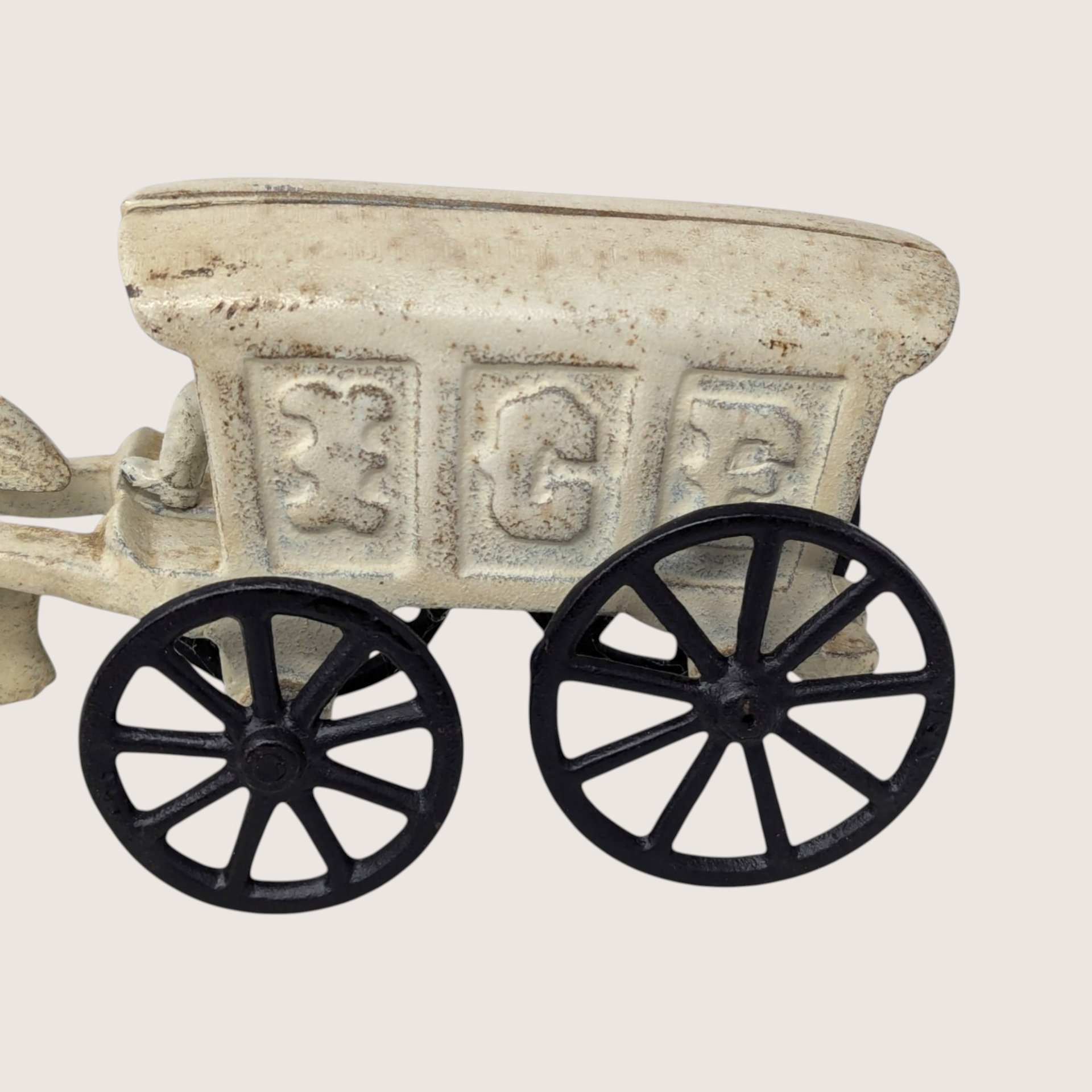 1930s Hubley Style Cast Iron Horse Drawn Ice Cart
