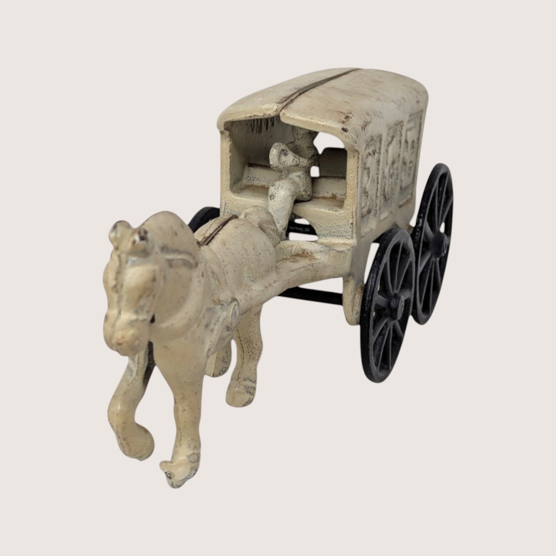 1930s Hubley Style Cast Iron Horse Drawn Ice Cart