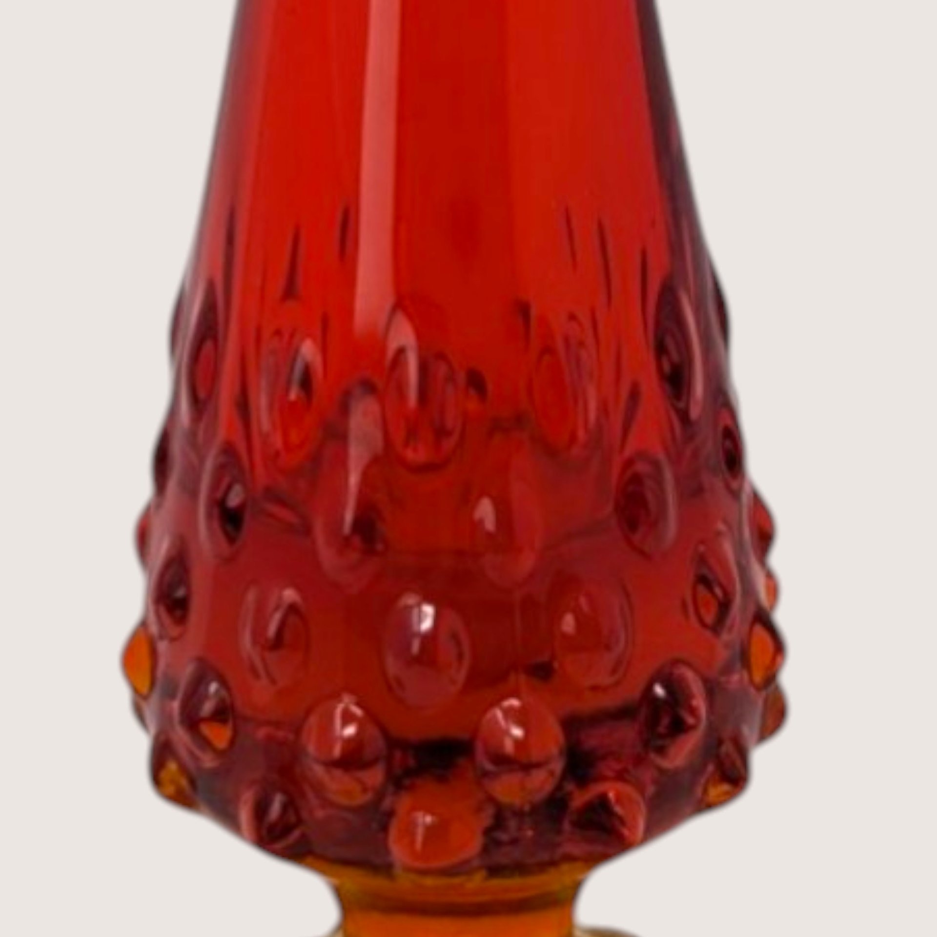 1960s Kanawha Amberina Hobnail Glass Swung Vase