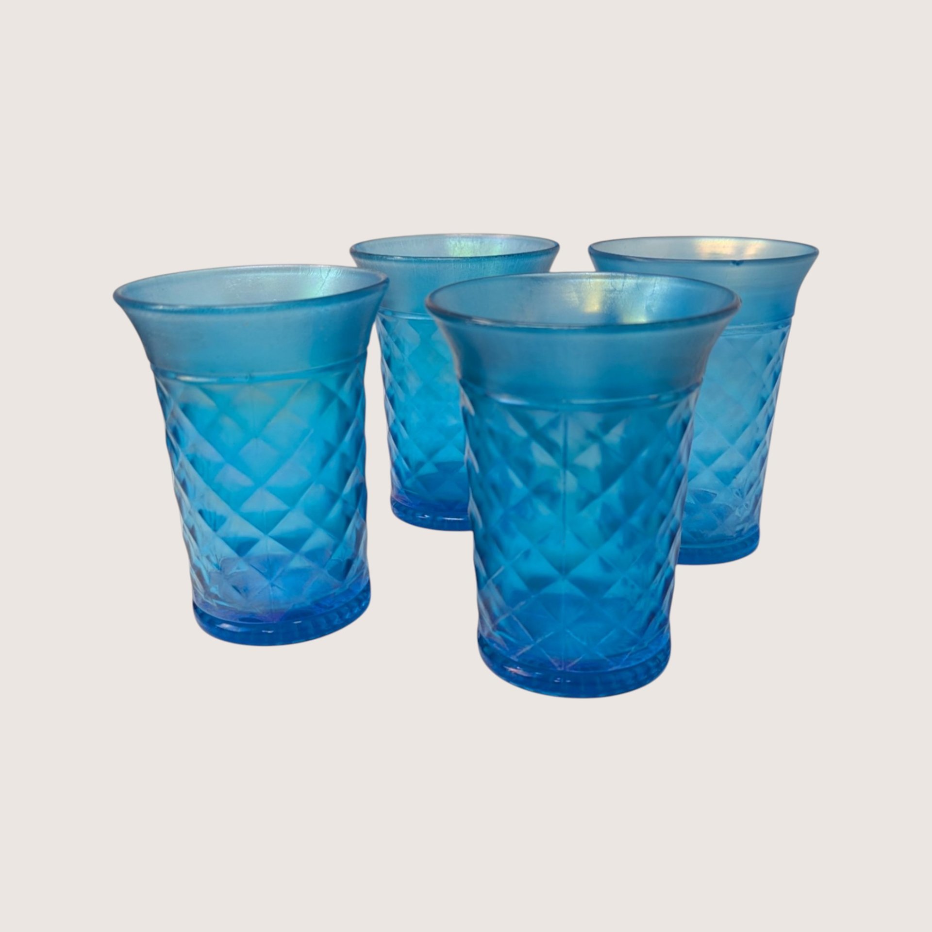 1920s Northwood Celeste Blue Glass Pitcher and Tumbler Set