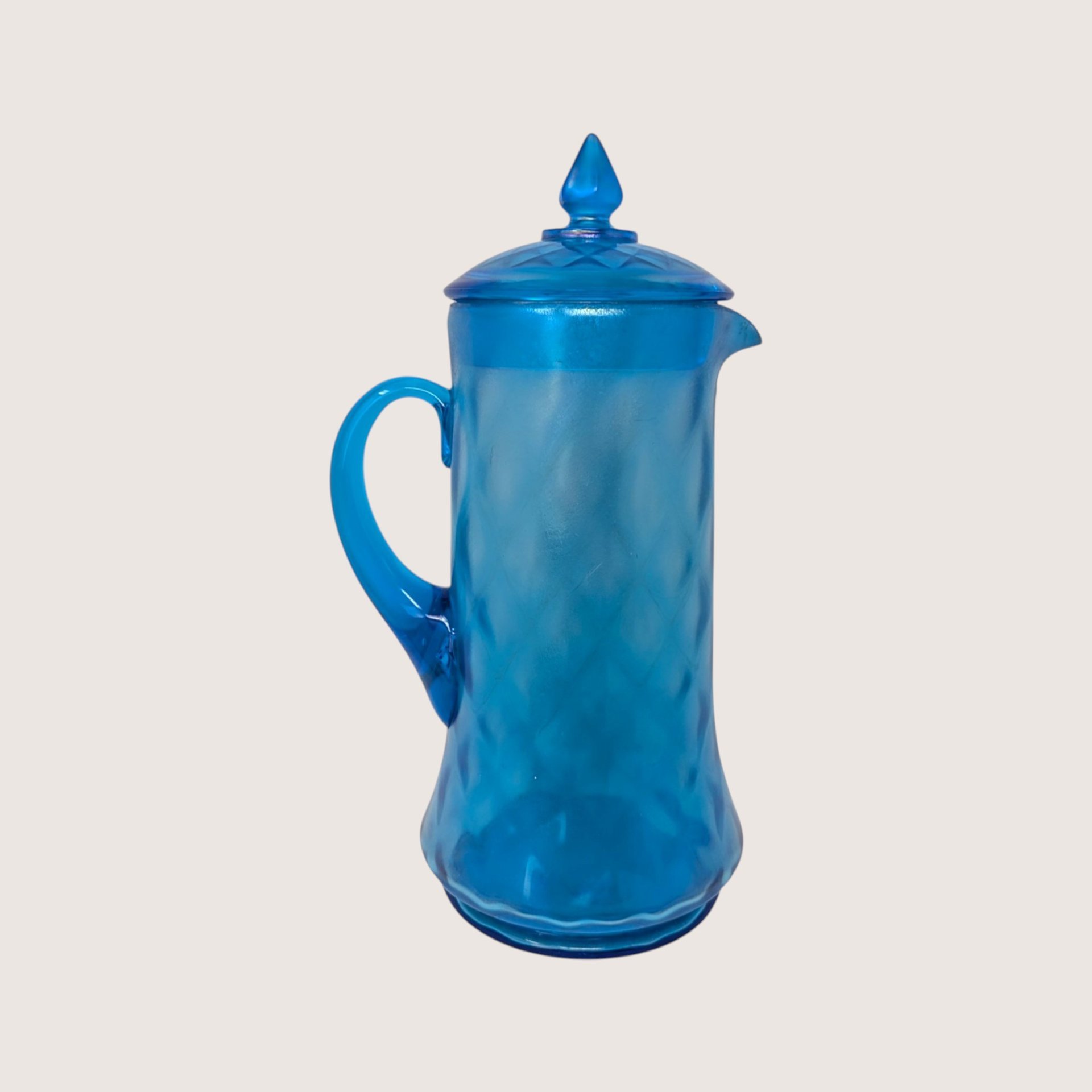 1920s Northwood Celeste Blue Glass Pitcher and Tumbler Set