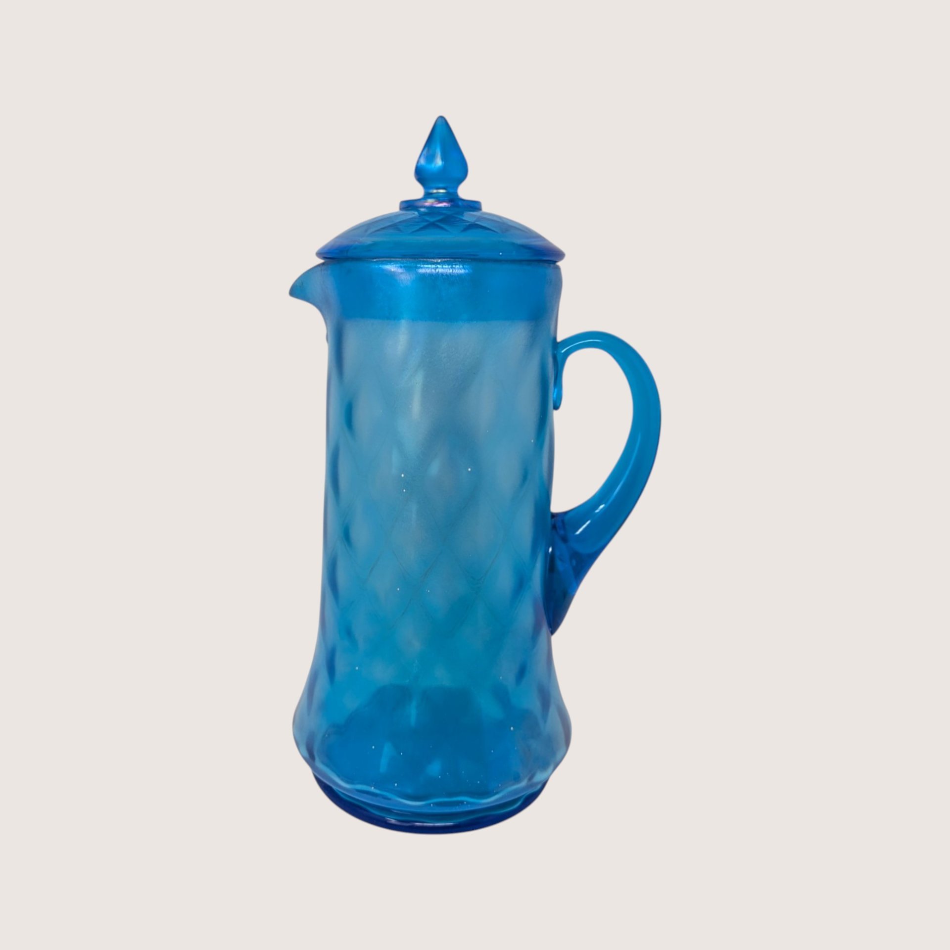 1920s Northwood Celeste Blue Glass Pitcher and Tumbler Set