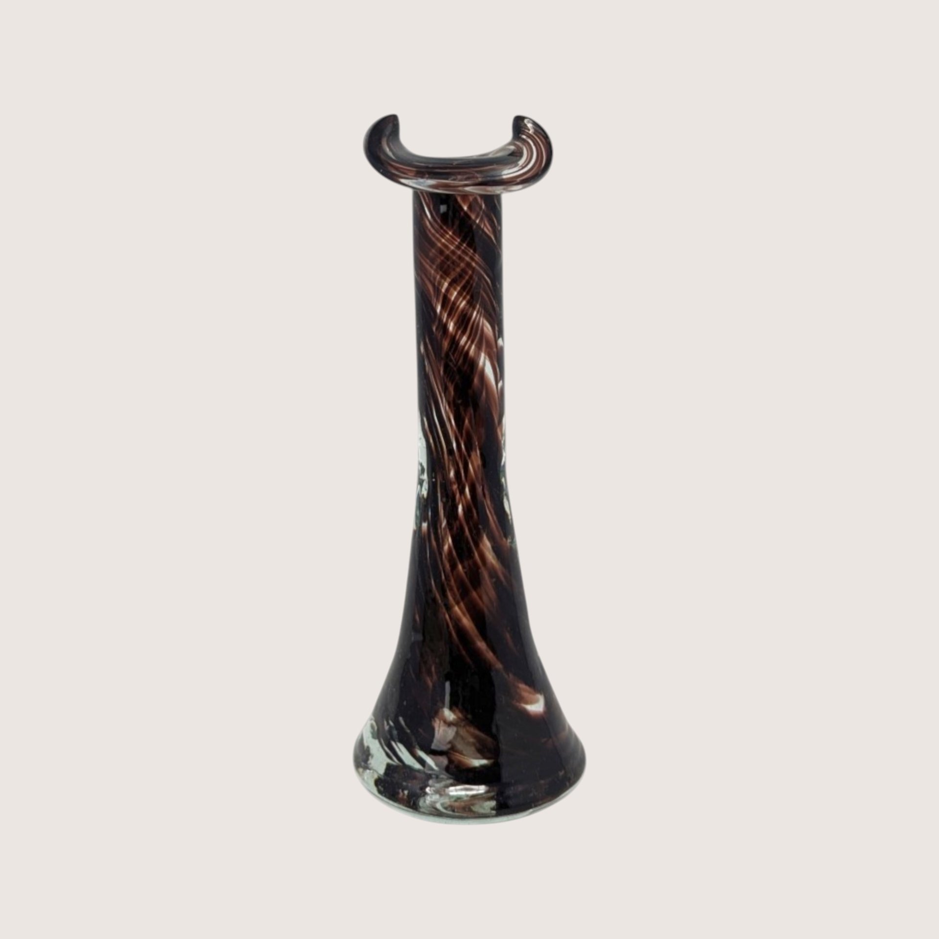 1970s Murano Style Tortoiseshell Glass Bud Vase